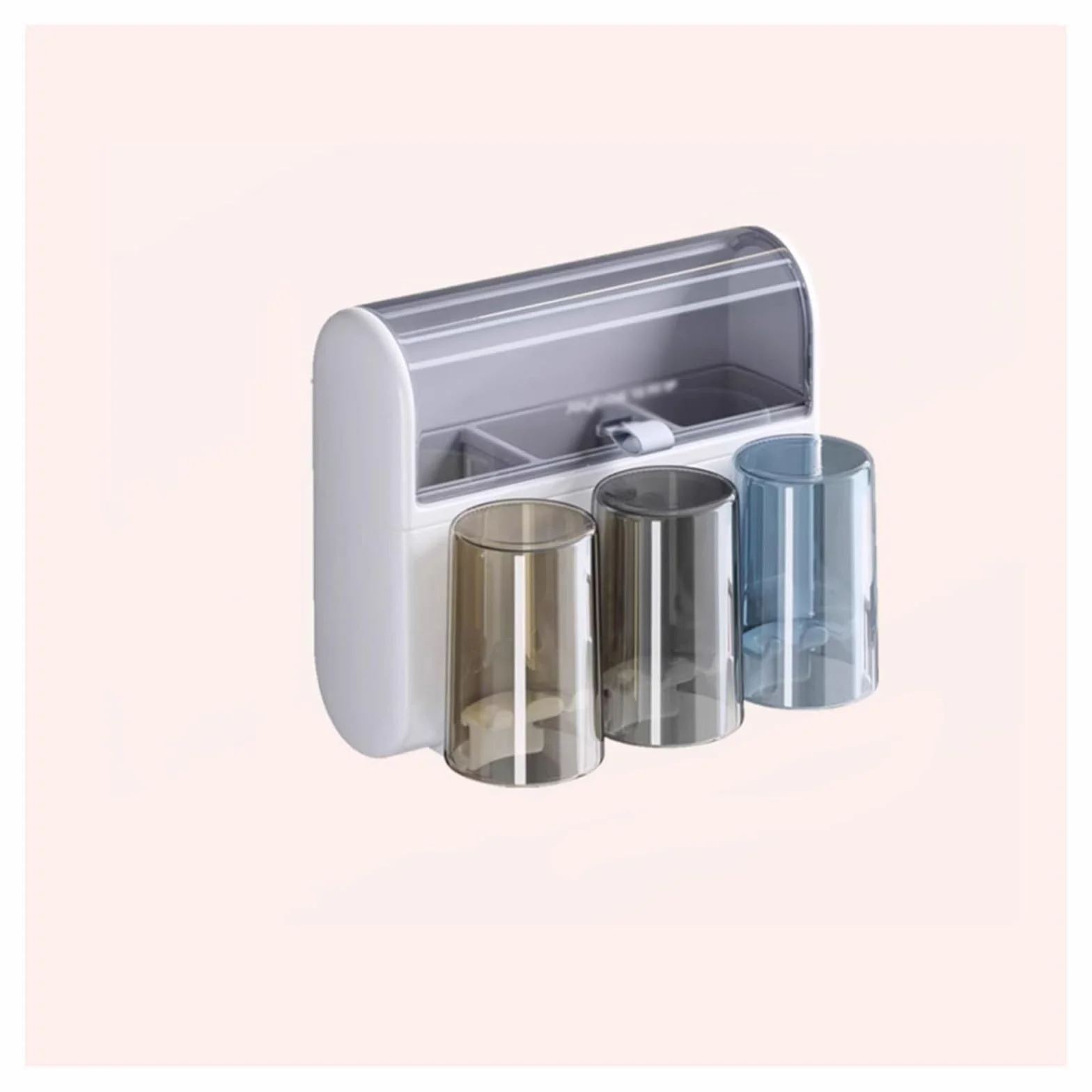 Portacepillos de Dientes Soporte de pared for cepillos de dientes, estante de almacenamiento de cosméticos for baño con tapa, soporte for pasta de dientes sin perforación Soporte para Cepillo de Dient