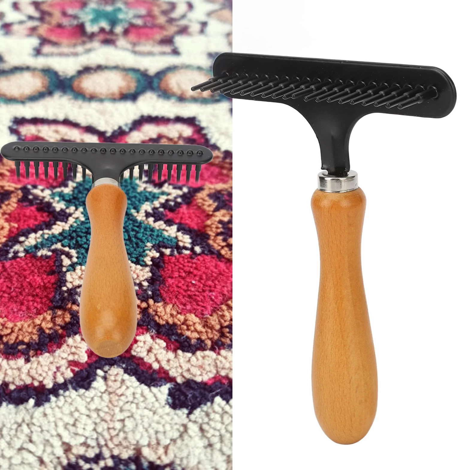 Rastrillo para Alfombras de Acero Inoxidable para Cuidado del Cabello