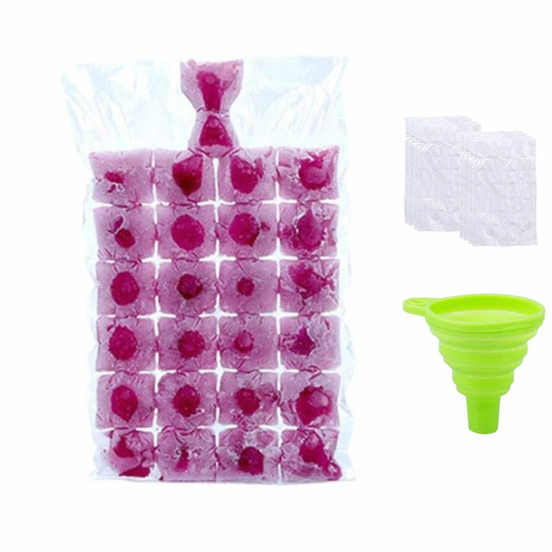Bolsa de cubitos de hielo desechable 100 moldes sellable automáticamente transparente 1 embudo