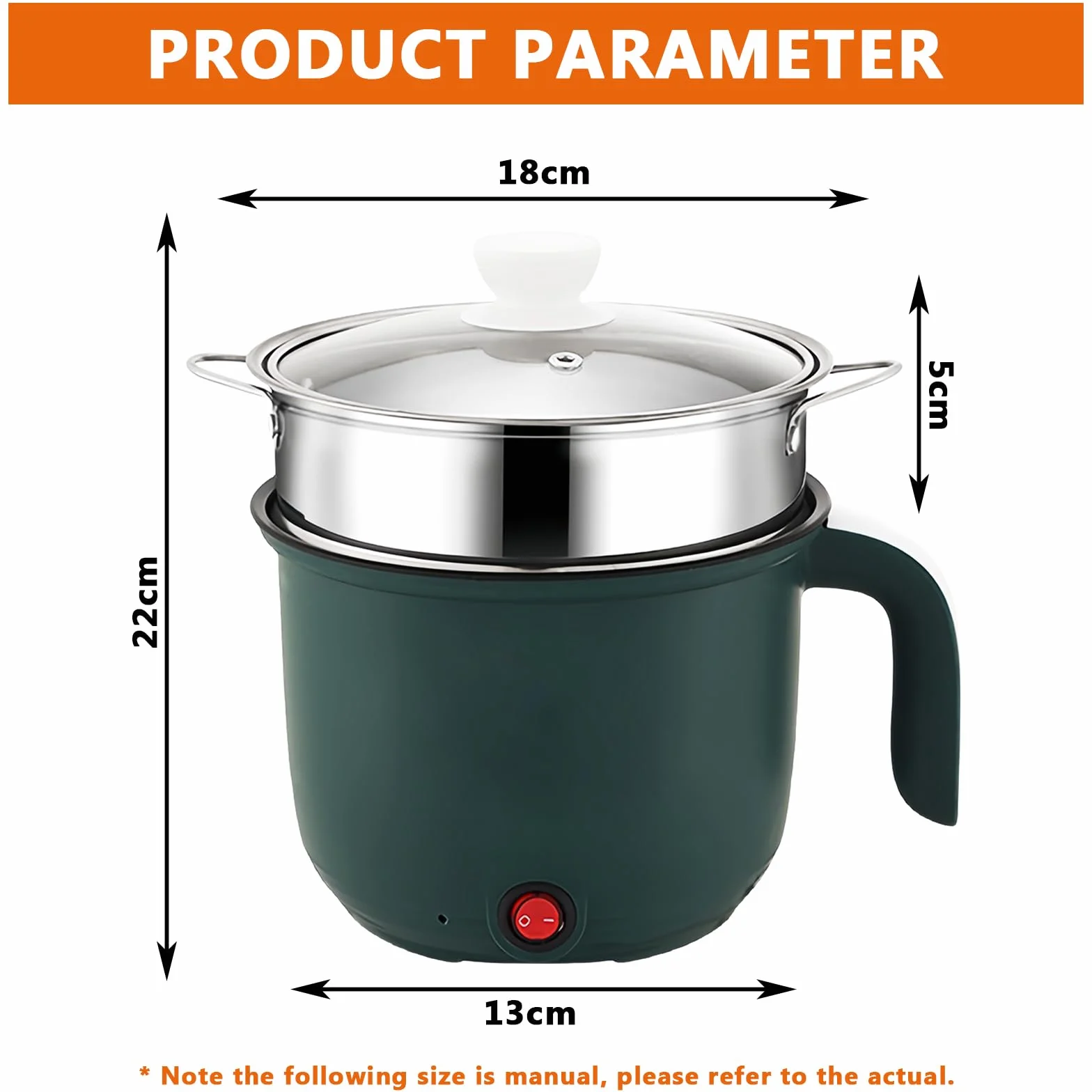 Olla eléctrica 1,8 L mini cocina antiadherente vaporizador sartén sopa rápida portátil viaje pasta