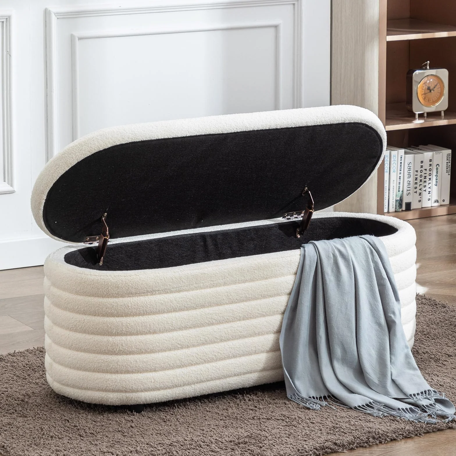 chairus Banco de Almacenamiento Banco de Piel Sintética para Pies de Cama, Baúl de Almacenaje para Dormitorio Puff para Tocador, Blanco