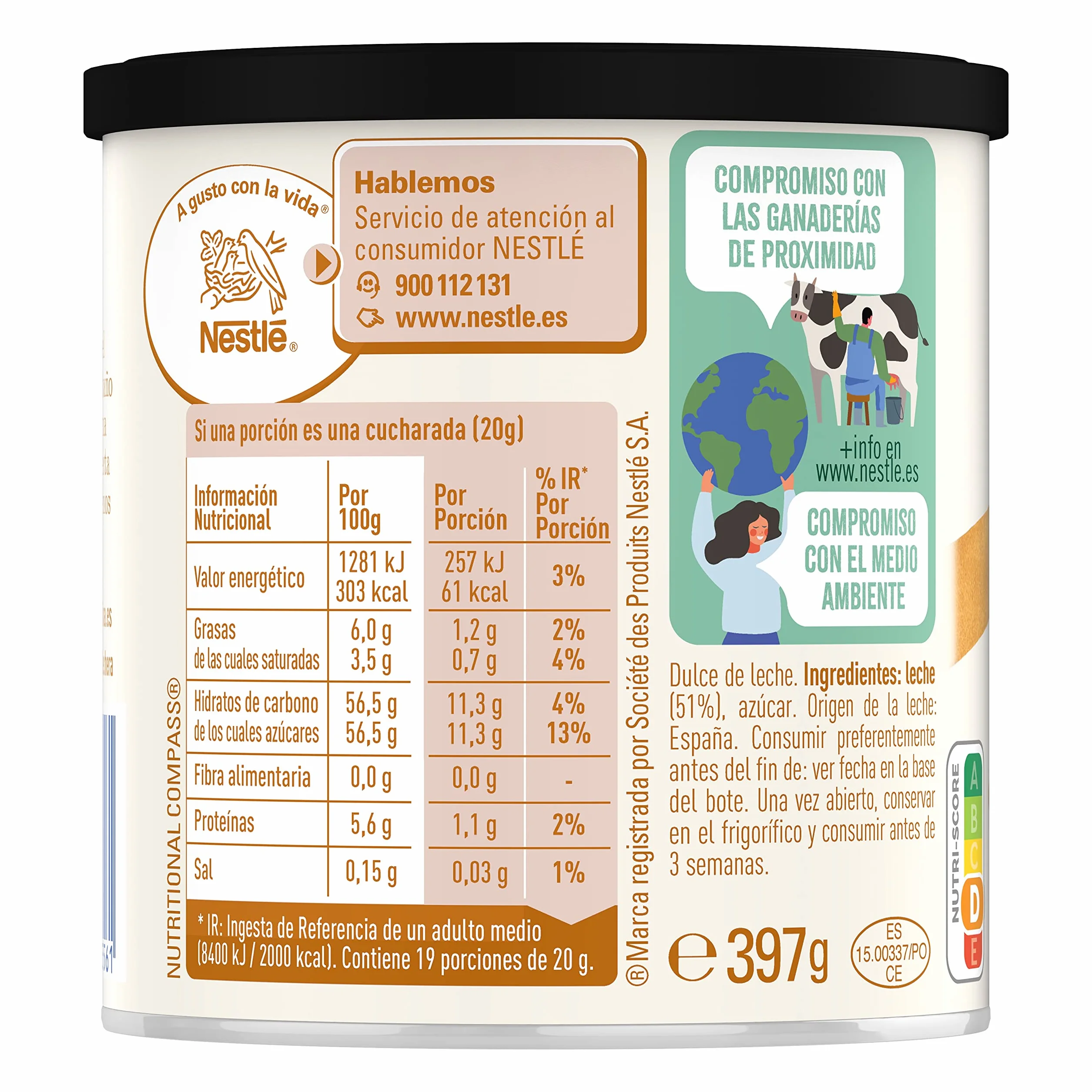 Nestlé La Lechera Dulce de Leche Leche Condensada Lata Abre Fácil Caja 12 x 397 g