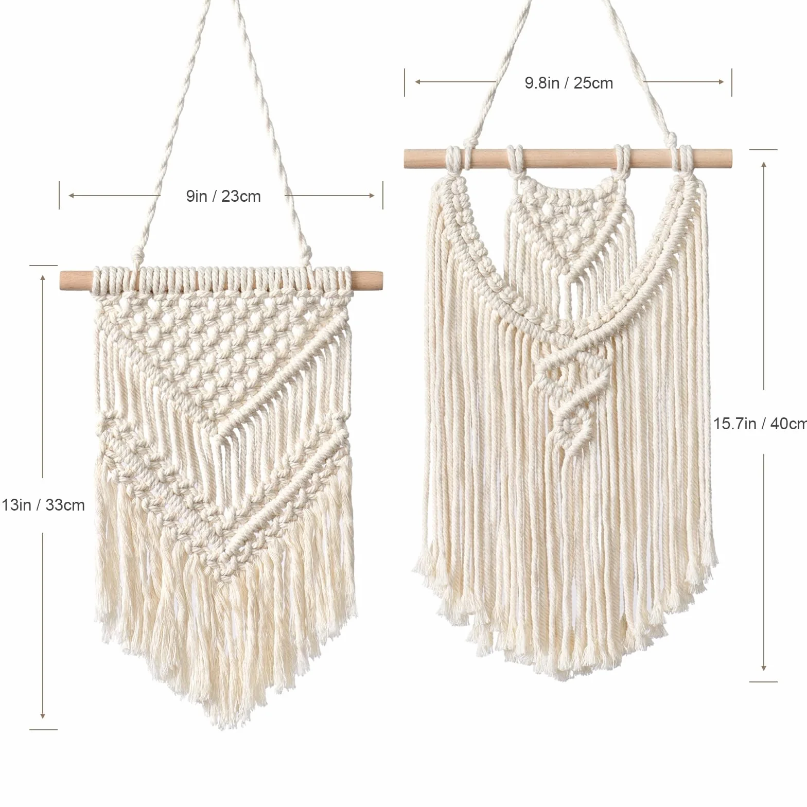 LOMOHOO 2 Piezas Tapices de Macramé para Colgar en la Pared Pequeños Tapices Tejidos Arte de Pared Decorativo - Ideales para decoración bohemia del hogar, apartamento, habitación infantil