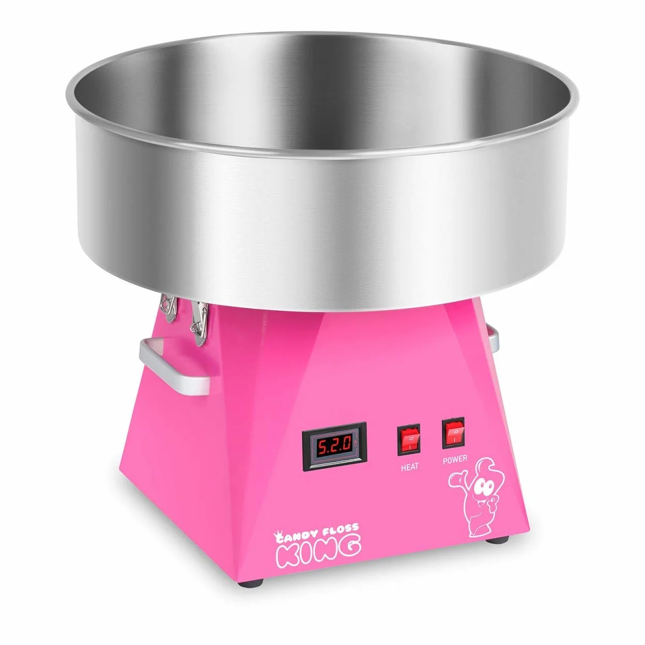 Royal Catering RCZK-1030-W-R Máquina de Algodón de Azúcar Industrial 1200W 52 cm Acero Inoxidable Rosa