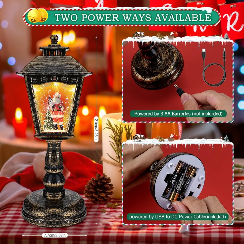Linterna Navidad Globo de Nieve con Música Farolillo Musical Luz Noche Decoración Fiesta Regalo