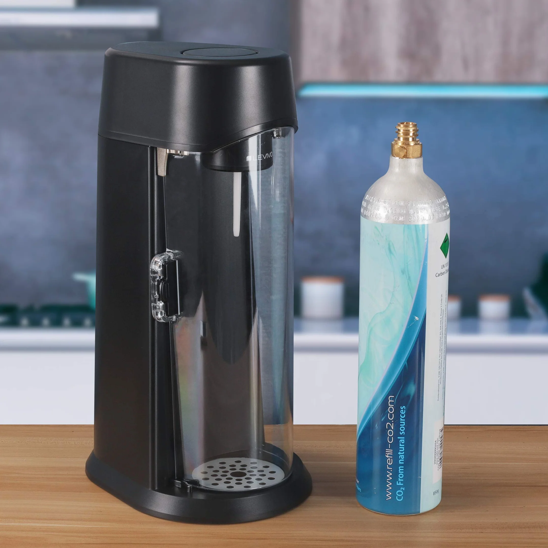 Levivo Cilindro de CO2 XXL 1,2 l para hasta 120 l de agua con gas, Azul, Medium