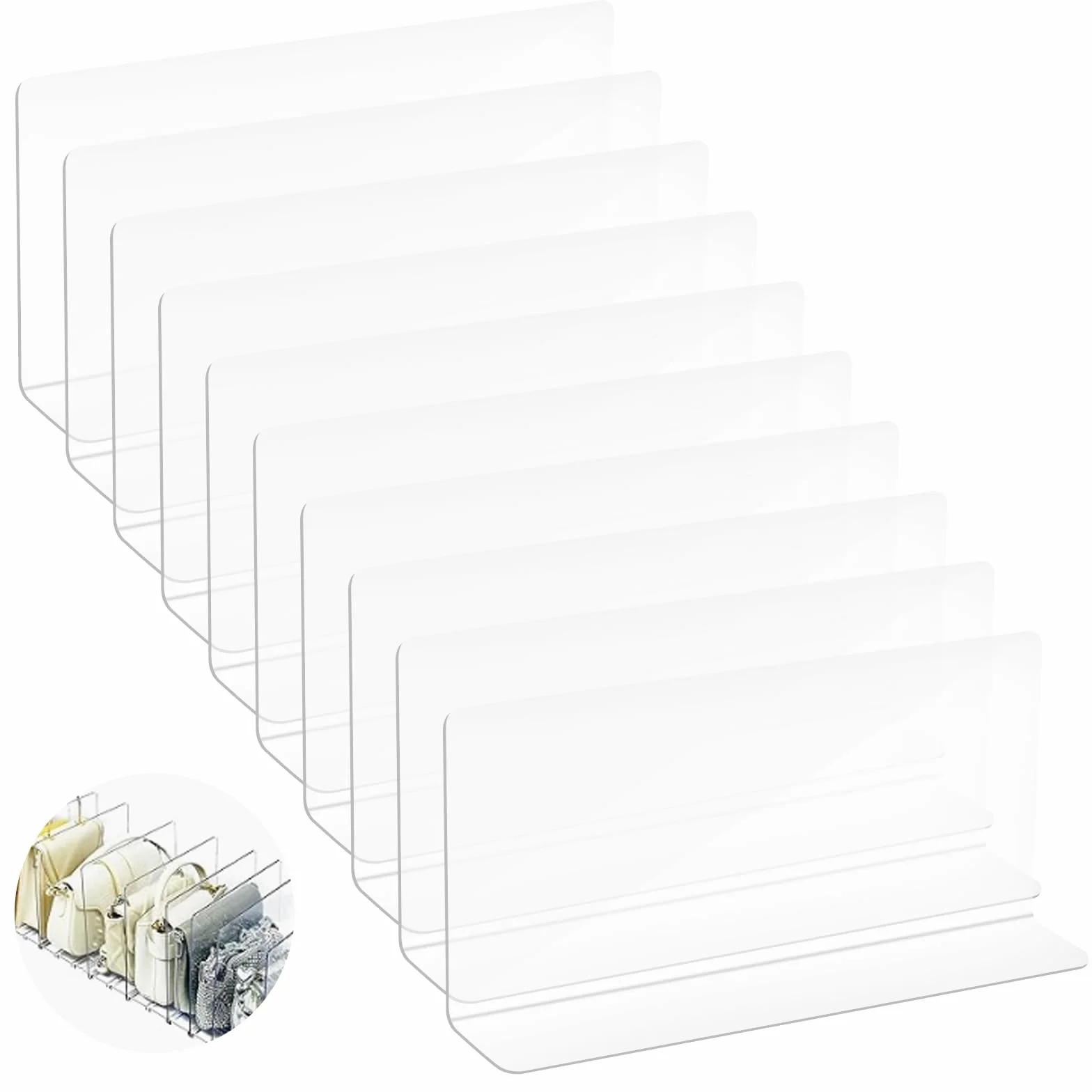 10 piezas separadores de estante, divisores de estante para armarios, PVC insonorizado transparente, divisor de estante de acrílico para estanterías, armarios de dormitorio y cocina, organización