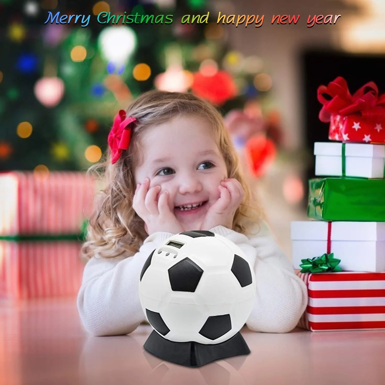 MOMMED Hucha, Contador Digital, Balón de Fútbol, Cerdito para Niños, Electronica LCD