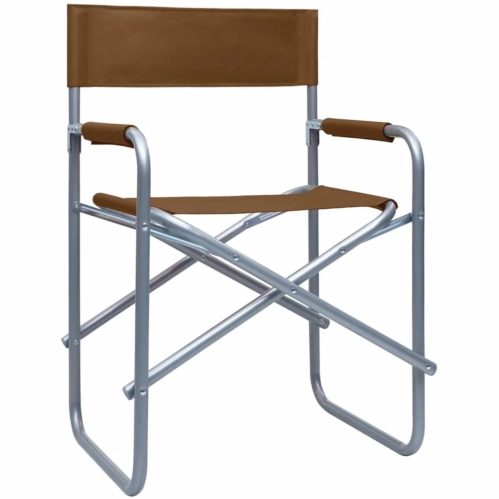 vidaXL 2X Sillas de Director Asientos Balcón Casa Hogar Muebles Mobiliario Decoración Bricolaje Sofás Sillones Mesas Butaca Acero Marrón