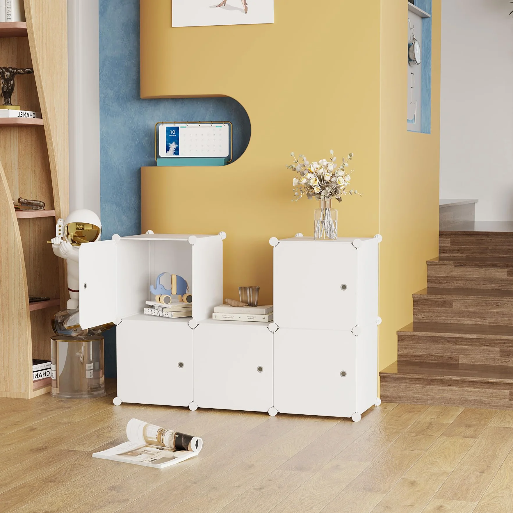 C&AHOME Organizador de Almacenamiento en Forma de Cubo con Puertas 36.6x12.4x36.6 Pulgadas Lechoso