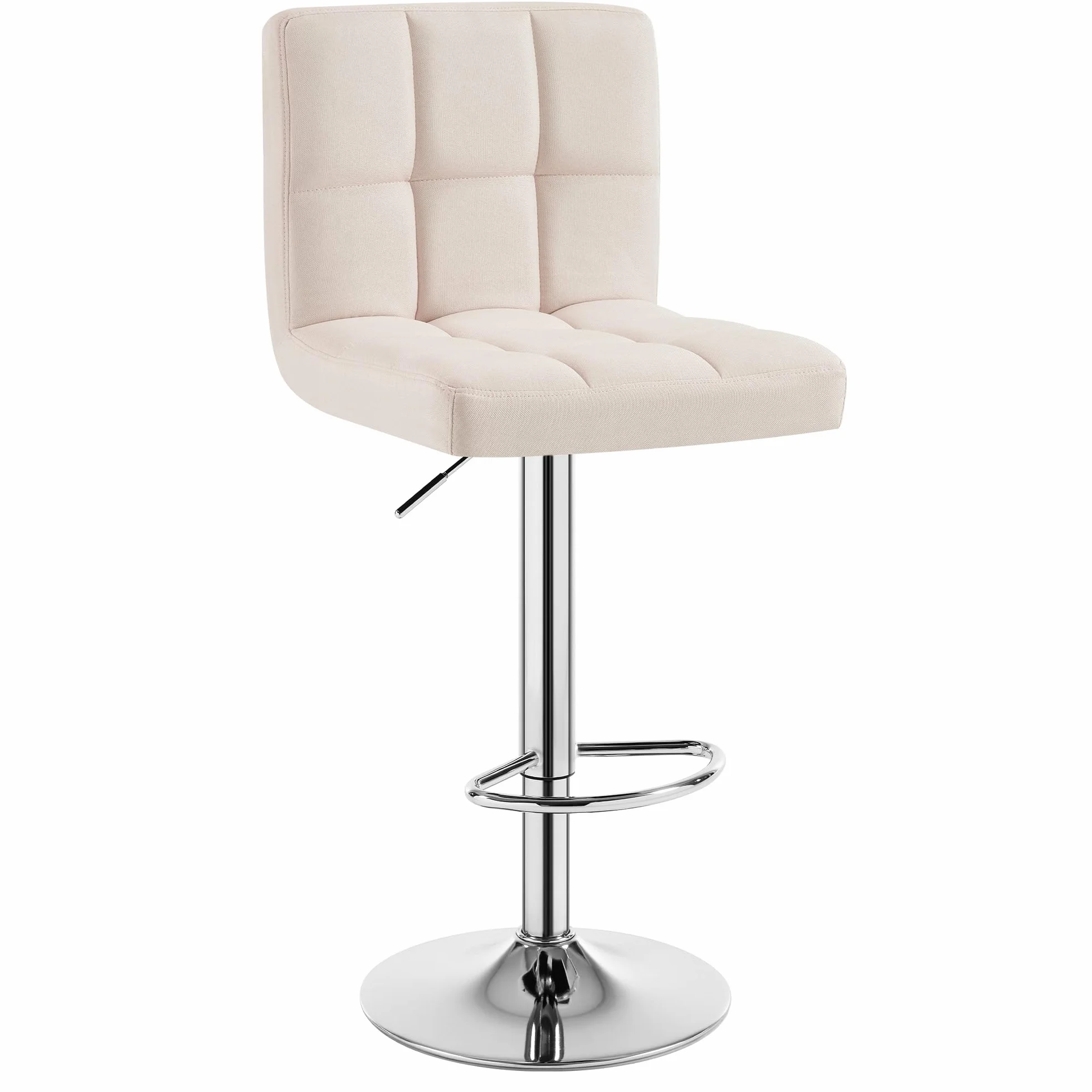 WOLTU 2X Taburete de Bar Silla de Bar Lino Muebles Cocina Taburete Alto Regulable en Altura con Respaldo Sillas Alta Taburetes Tapizado Crema