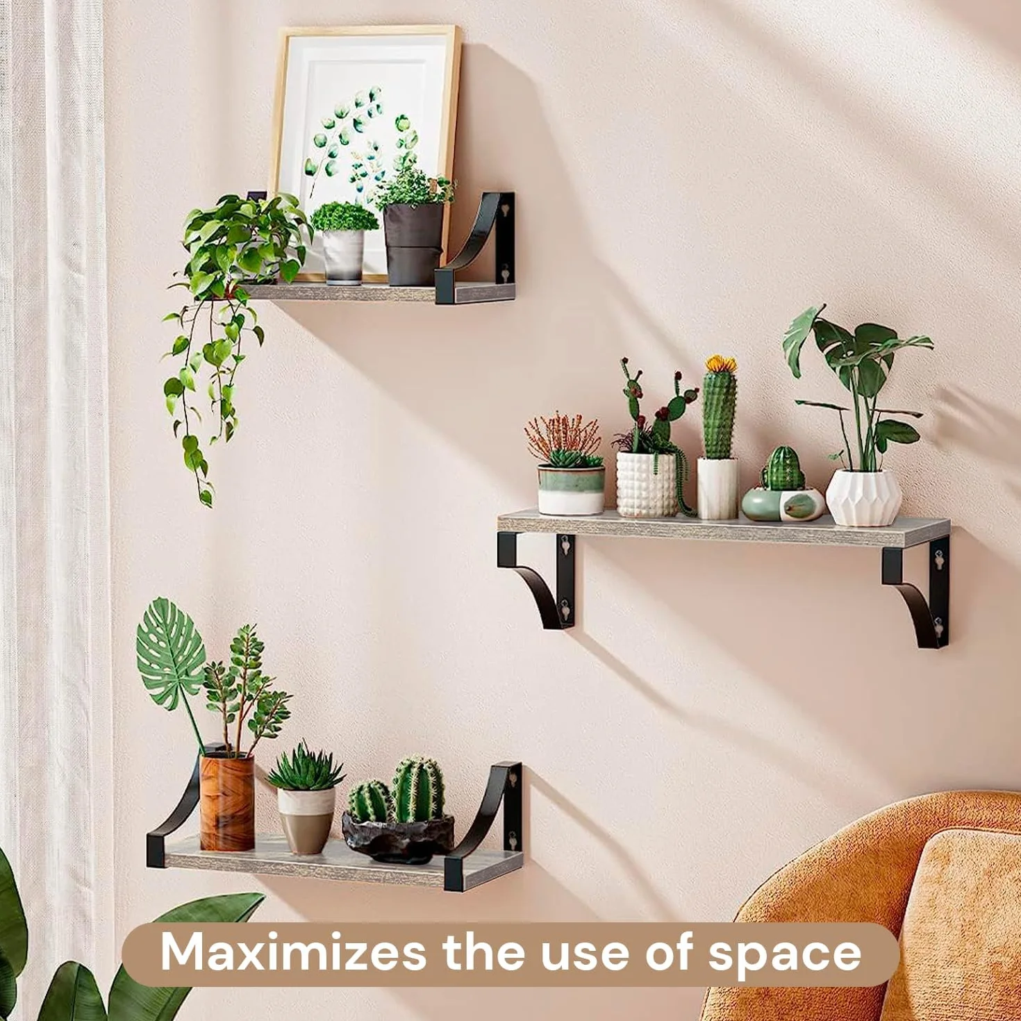 Estanteria Pared 3 Niveles Repisas Flotantes Madera Natural Abedul