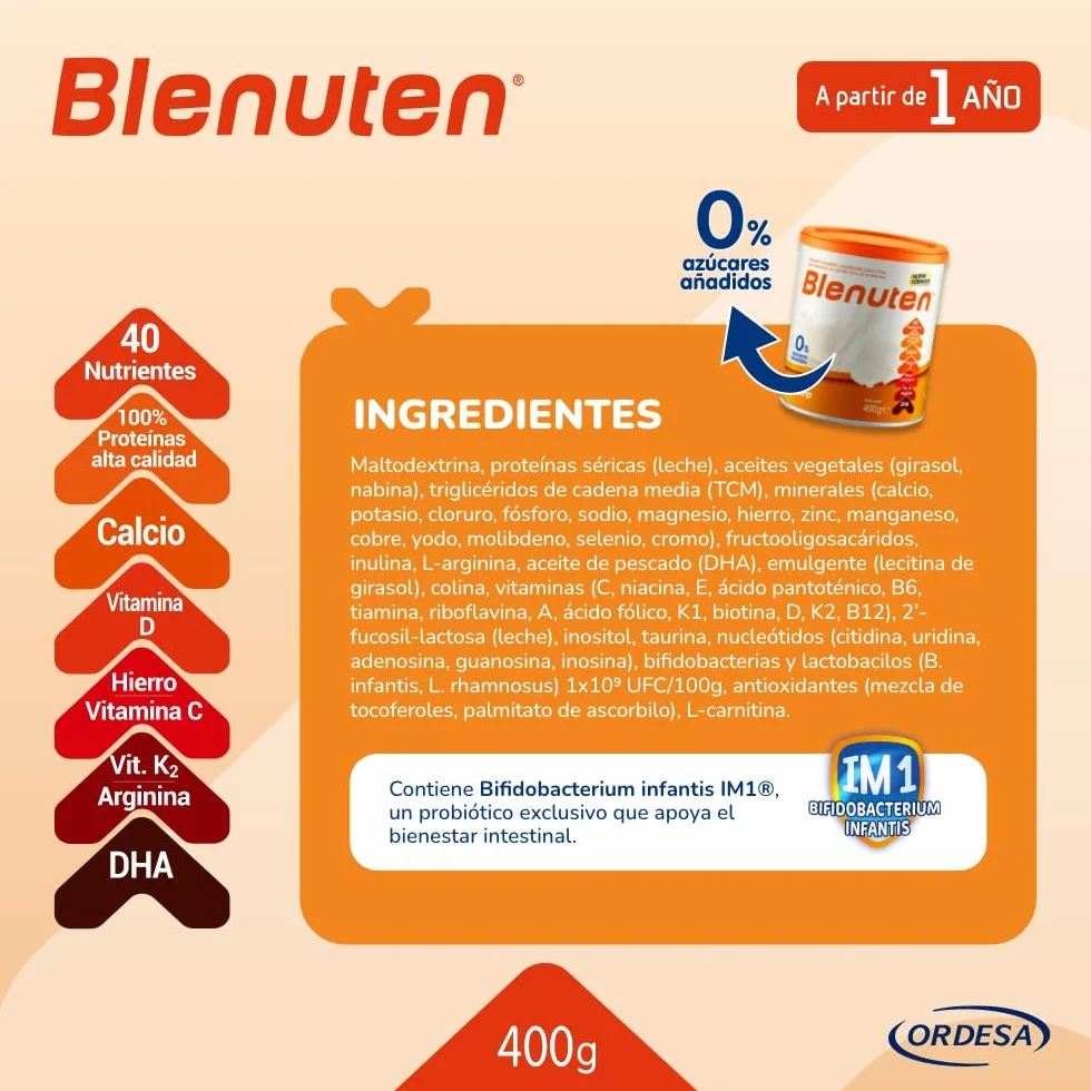 Neutro 0% Azúcar 400g Suplemento Alimenticio Para Niños con Vitaminas y Minerales