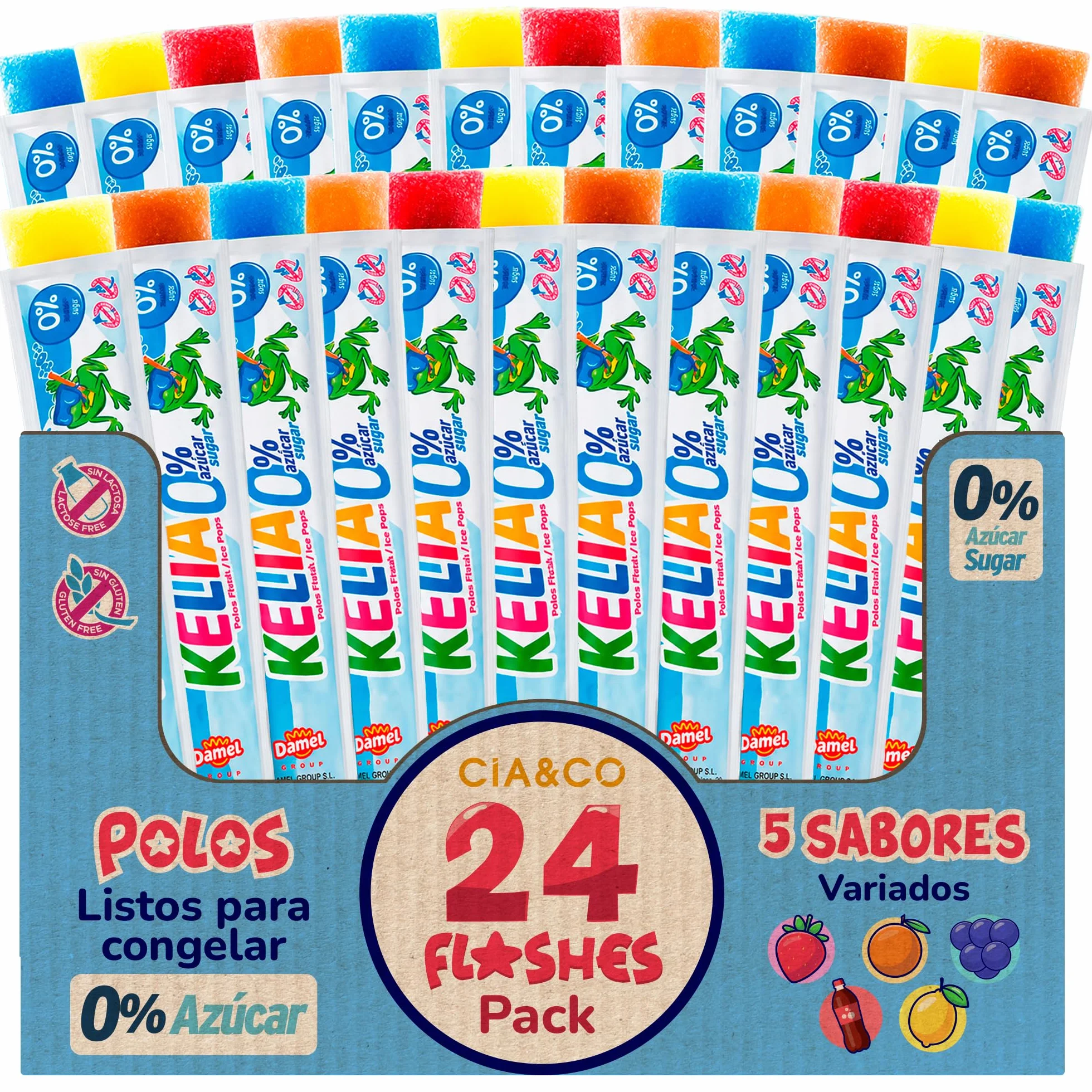 Polos para Congelar 0% Azúcar Flashes de Hielo Sabores Variados Sin Gluten Sin Lactosa Veganos Cia&Co