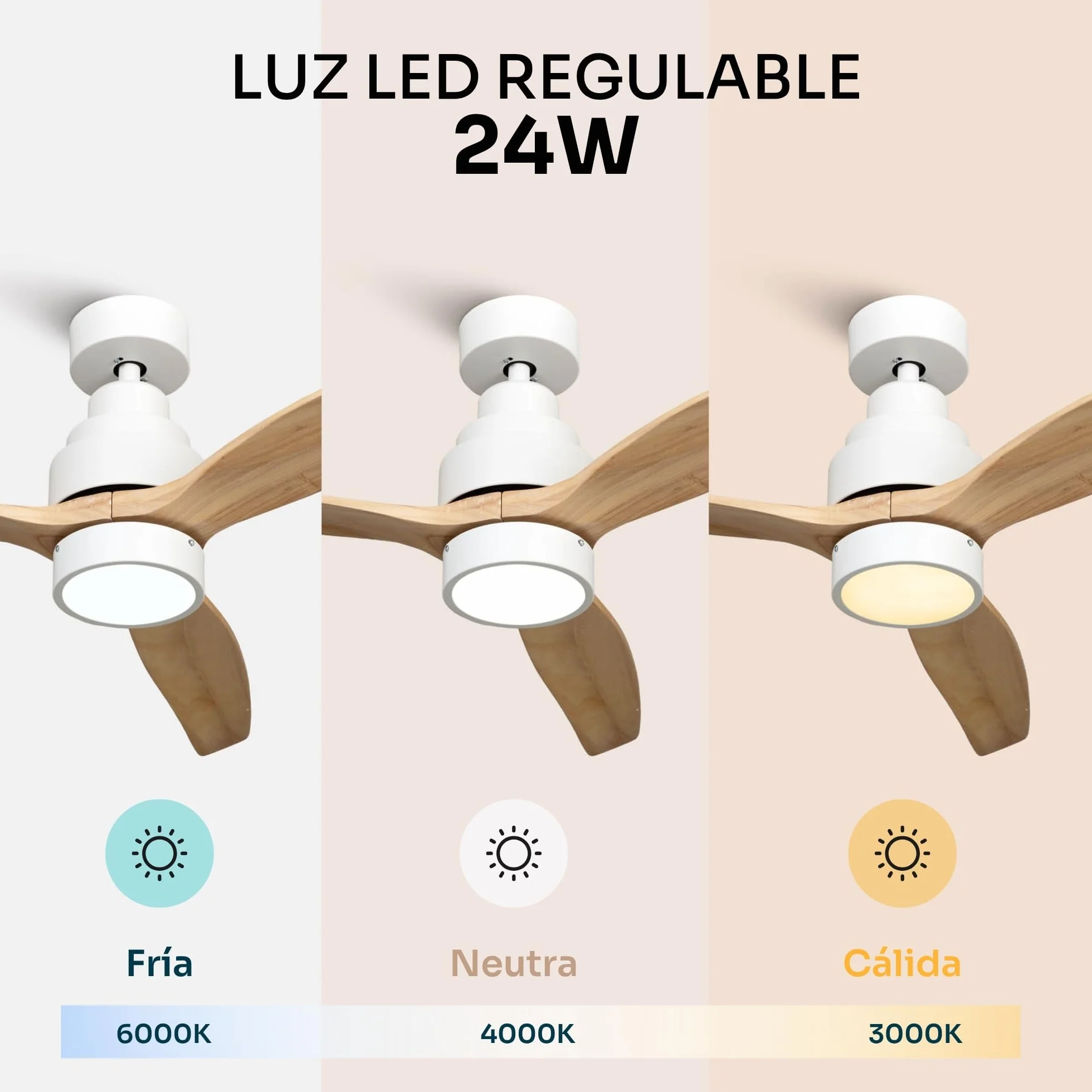 Ventilador de Techo Mellerware Brizy Bright 30W 6 Velocidades Ultra Silencioso 132cm LED Mando a Distancia