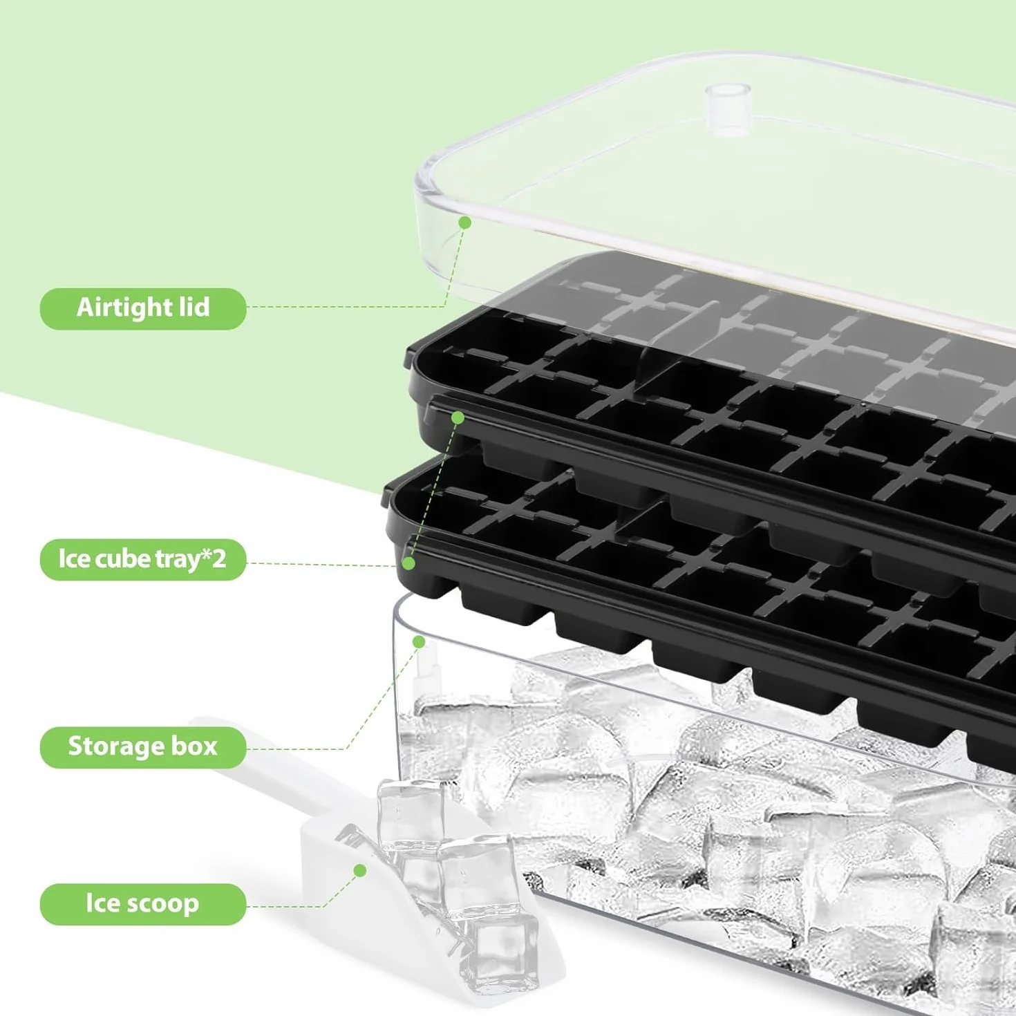 Cubiteras Para Hielo Molde Hielo Reutilizable 64 Cubos Grado Alimenticio Negro