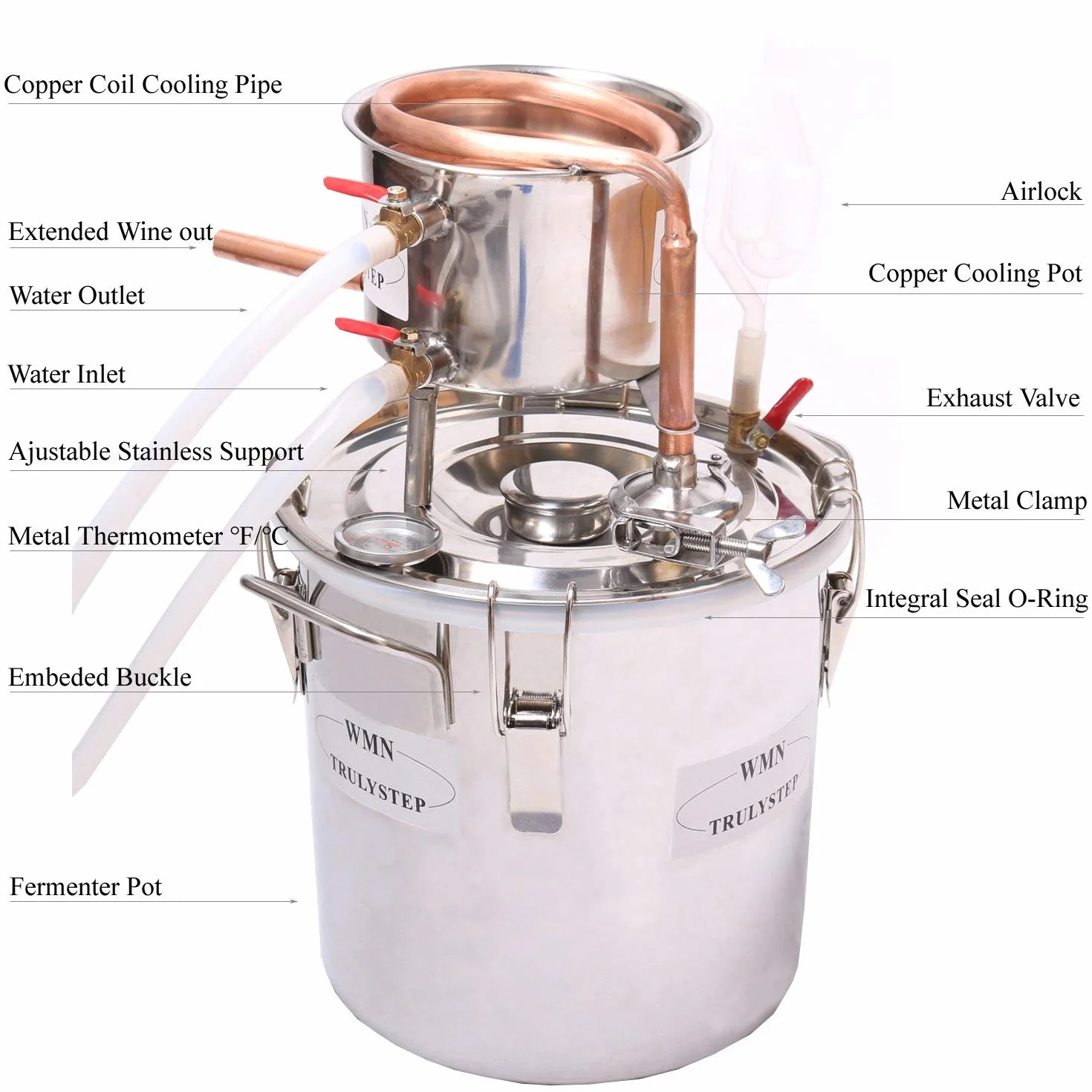 Kit de destilación de cobre 10L destilador casero para vino alcohol cerveza
