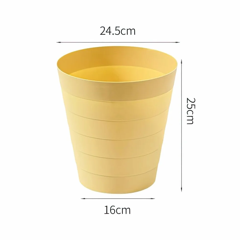 Papelera 6105 Cubo de basura Cubo de residuos Papelera de plástico ideal para habitación infantil, oficina, cocina, altura 25 cm, 9 l, color amarillo pastel