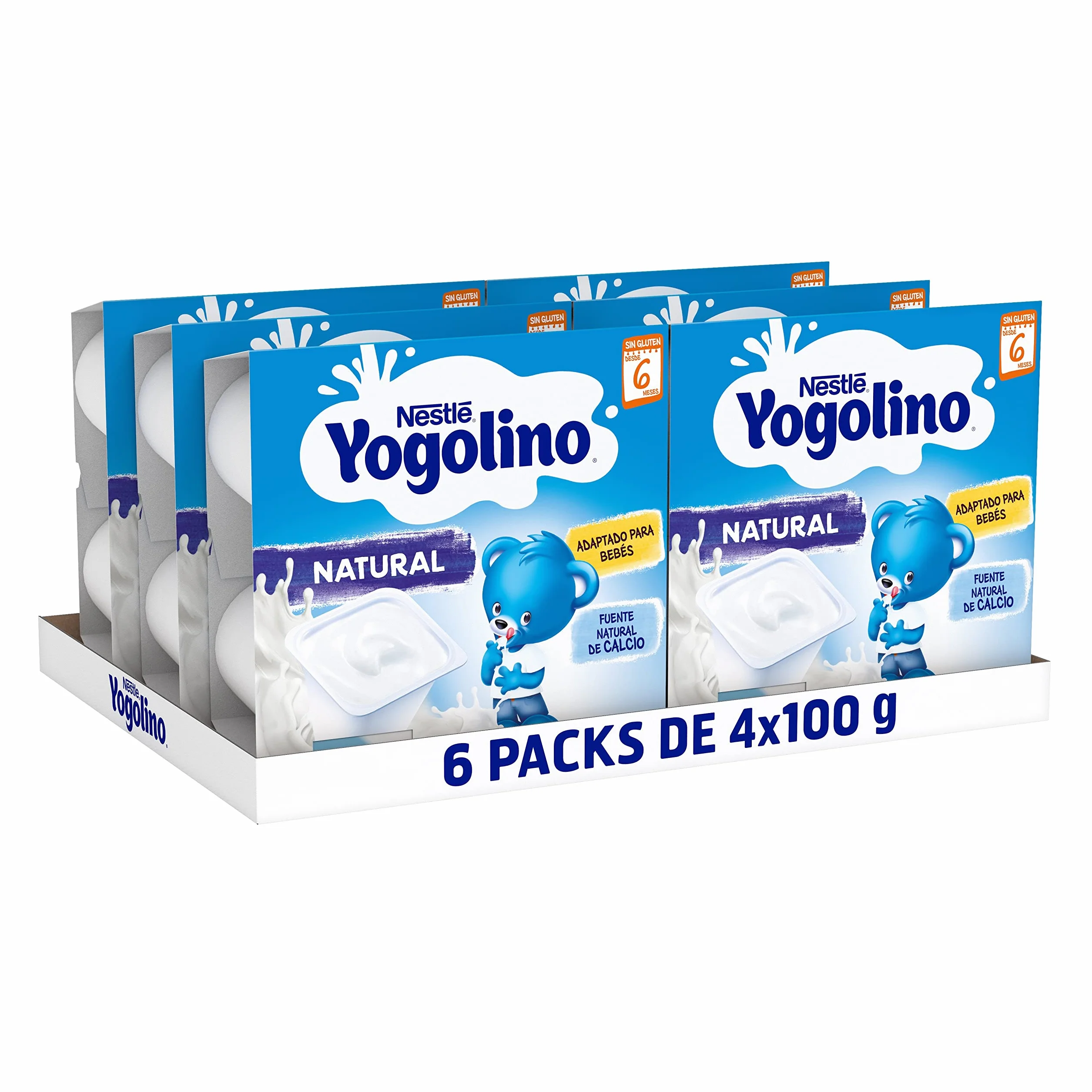 NESTLÉ YOGOLINO Natural, a partir de 6 meses, Pack de 6 (4x100g)