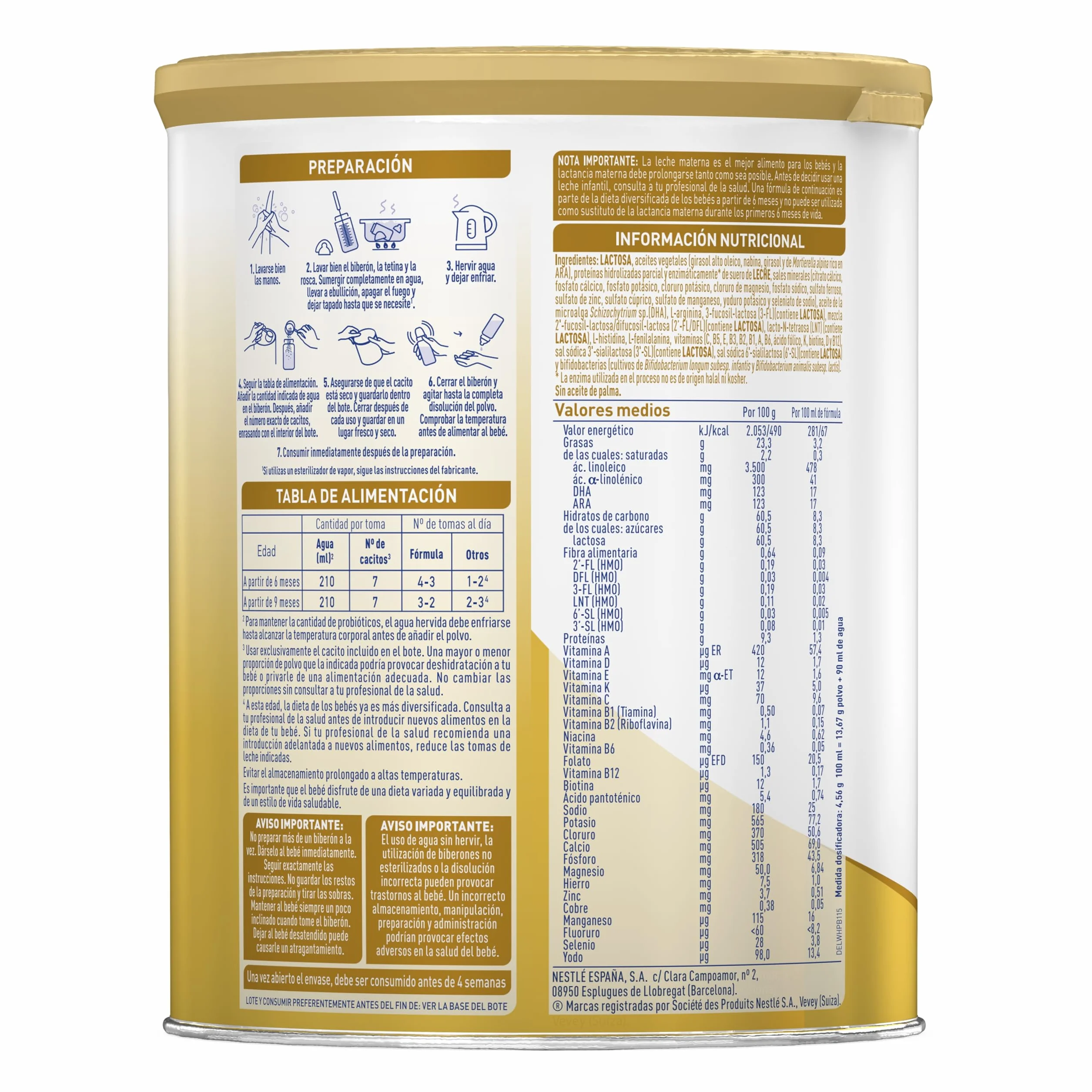 Nestlé NAN SUPREMEPRO 2 Leche de continuación en polvo, 3x800g