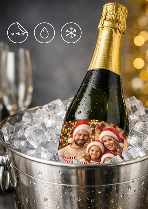 ETIKIDS Etiquetas Personalizadas para Botellas de Cava, Pegatinas para Vino y Champagne