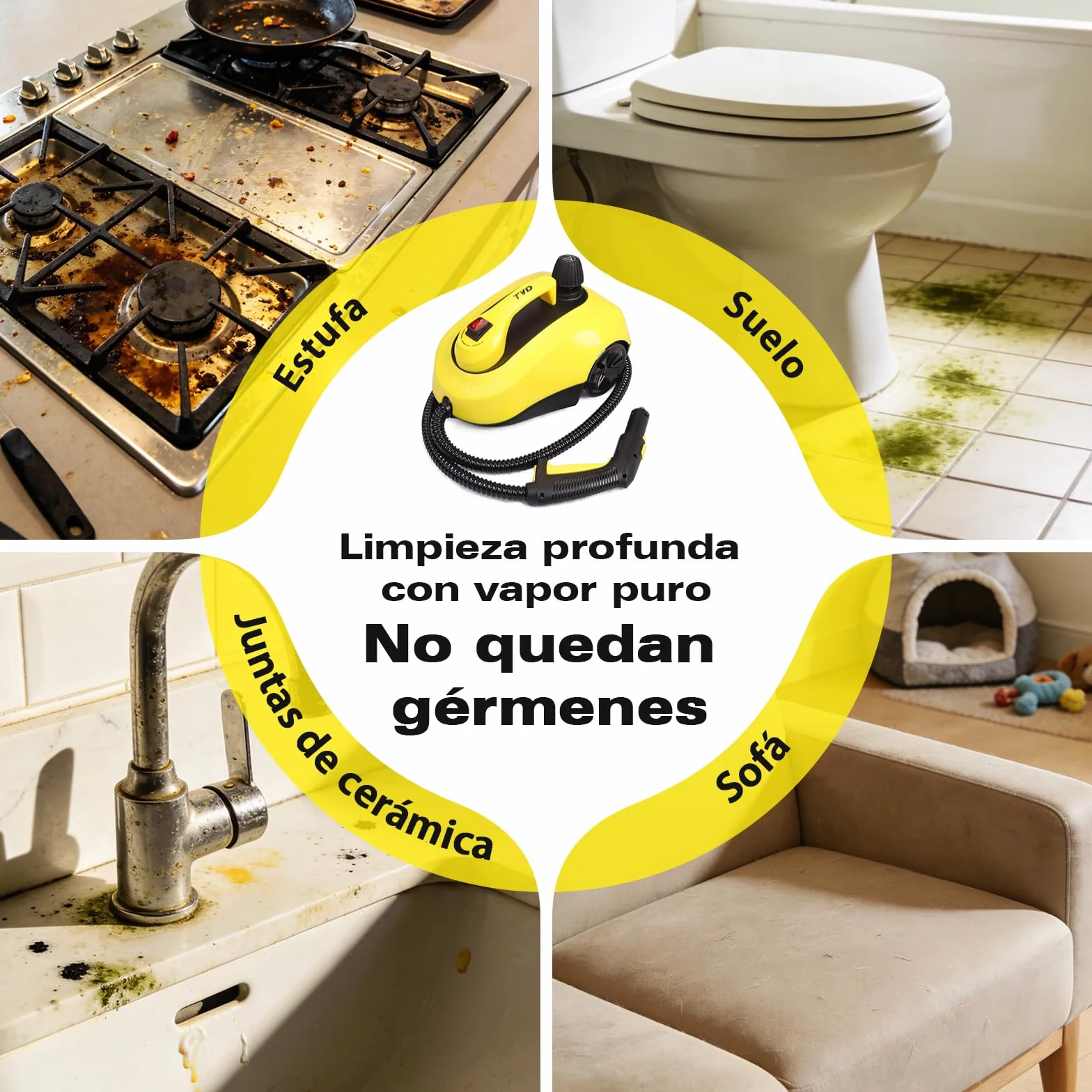 TVD Limpiador de vapor para muebles tapizados 5 m cable