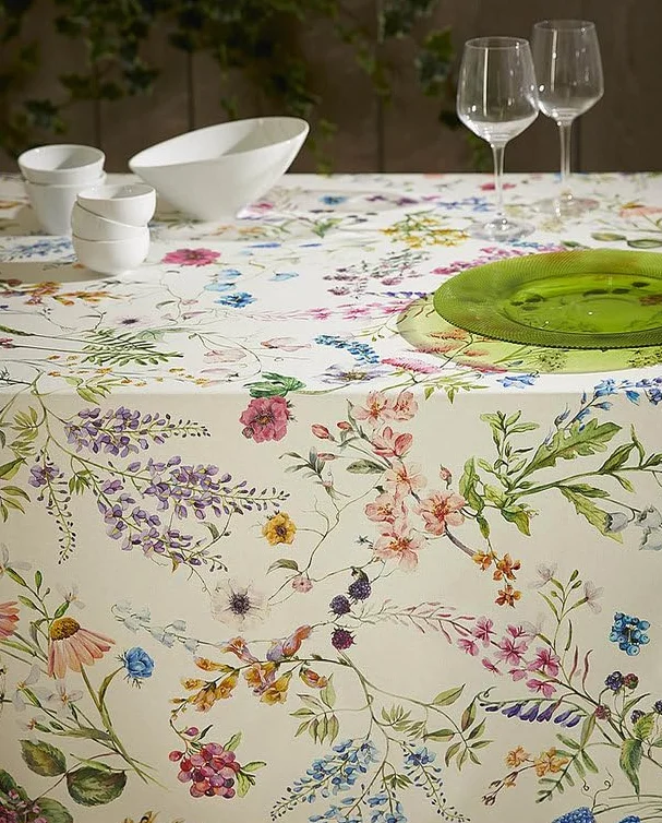 Mantel Antimanchas Floral, 150 cm, Algodón Resinado, Impermeable con Teflon, Fabricado en España (Redondo dimetro 150cm)