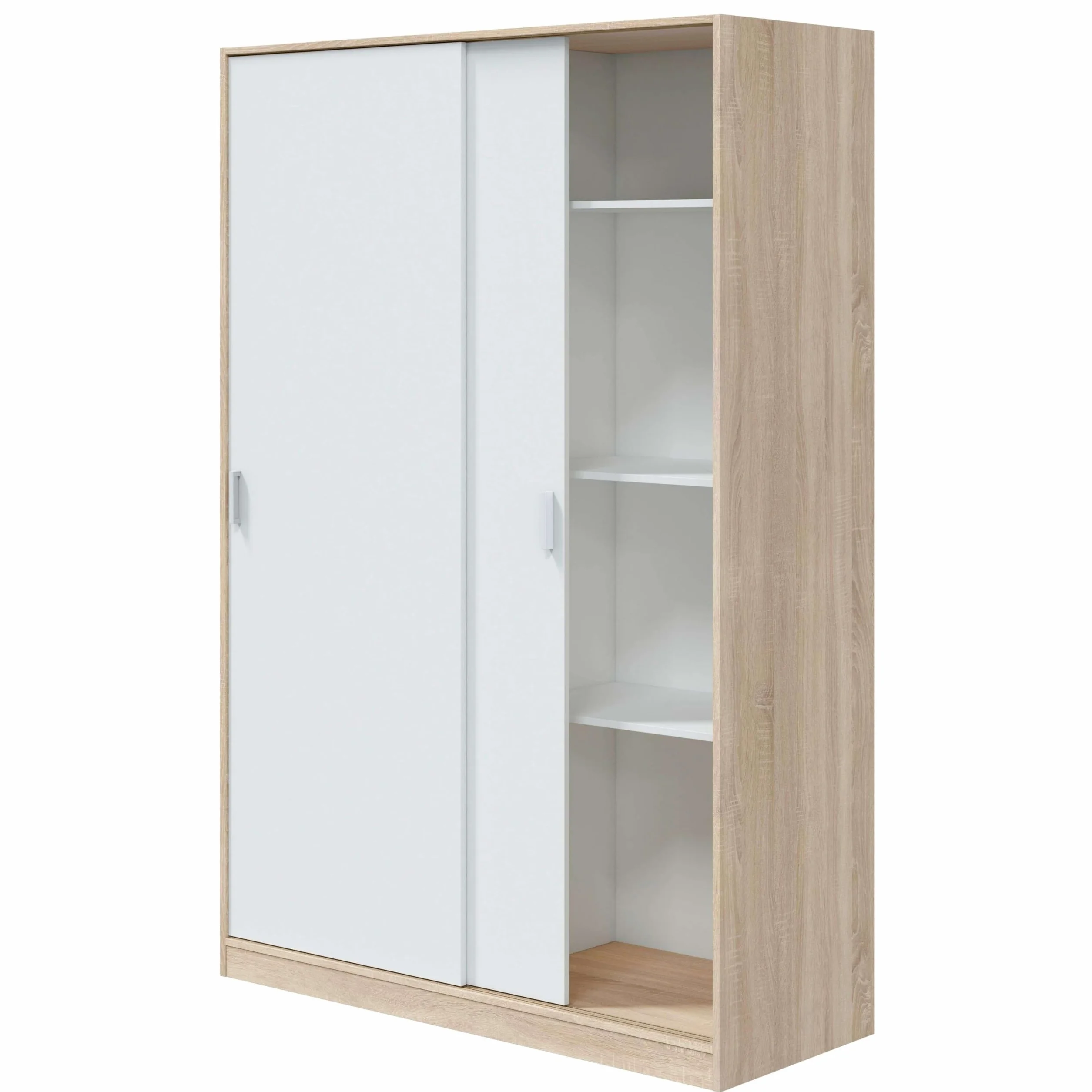 Miroytengo Pack Dormitorio Completo Alaya Color Blanco Y Roble para Camas 150 cm (Cama+cabecero+2 Mesitas+Armario+sinfonier)