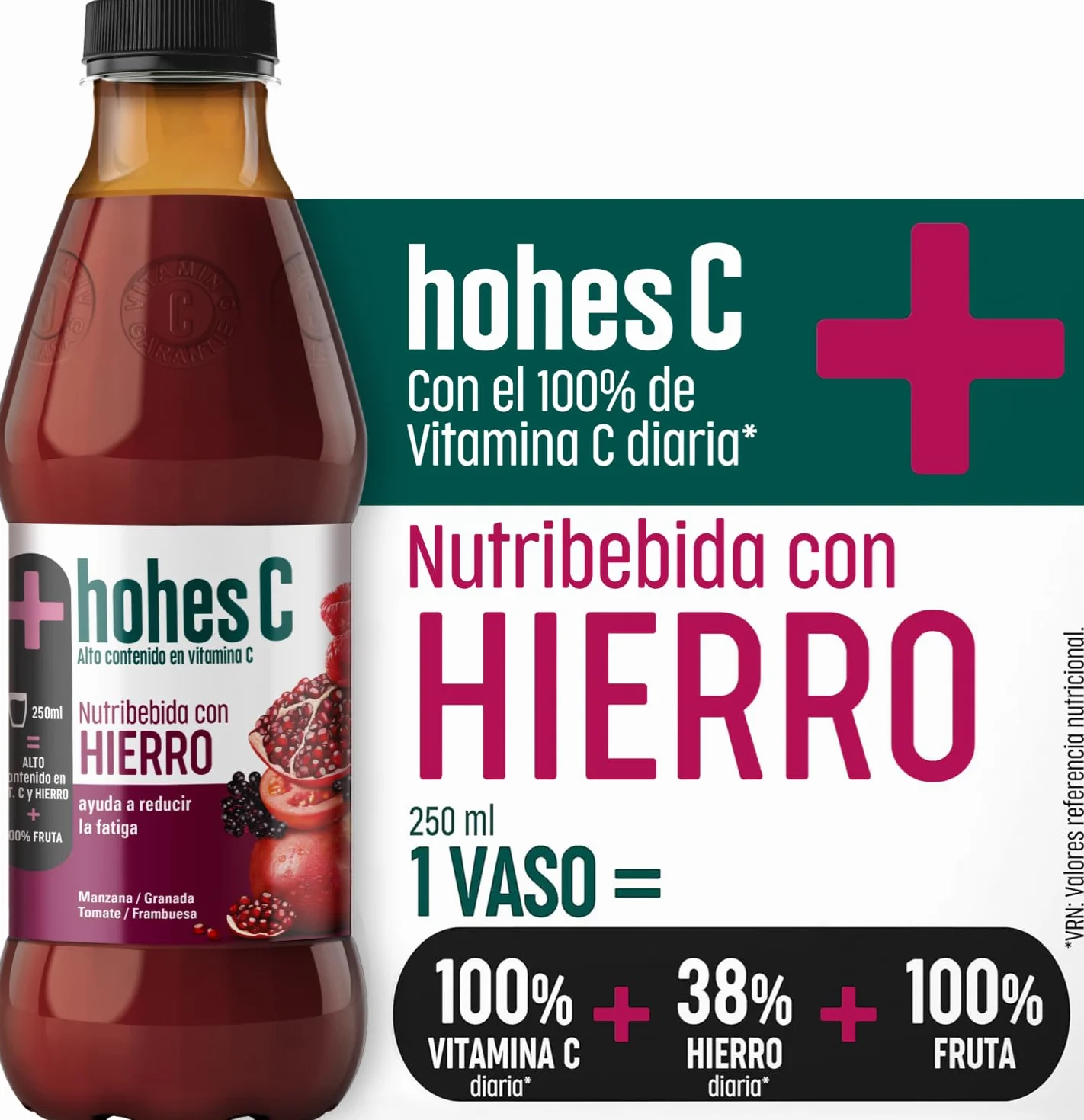 hohes C Plus Hierro Nutribebida con Hierro y Vitamina C Zumo 100% natural 1L
