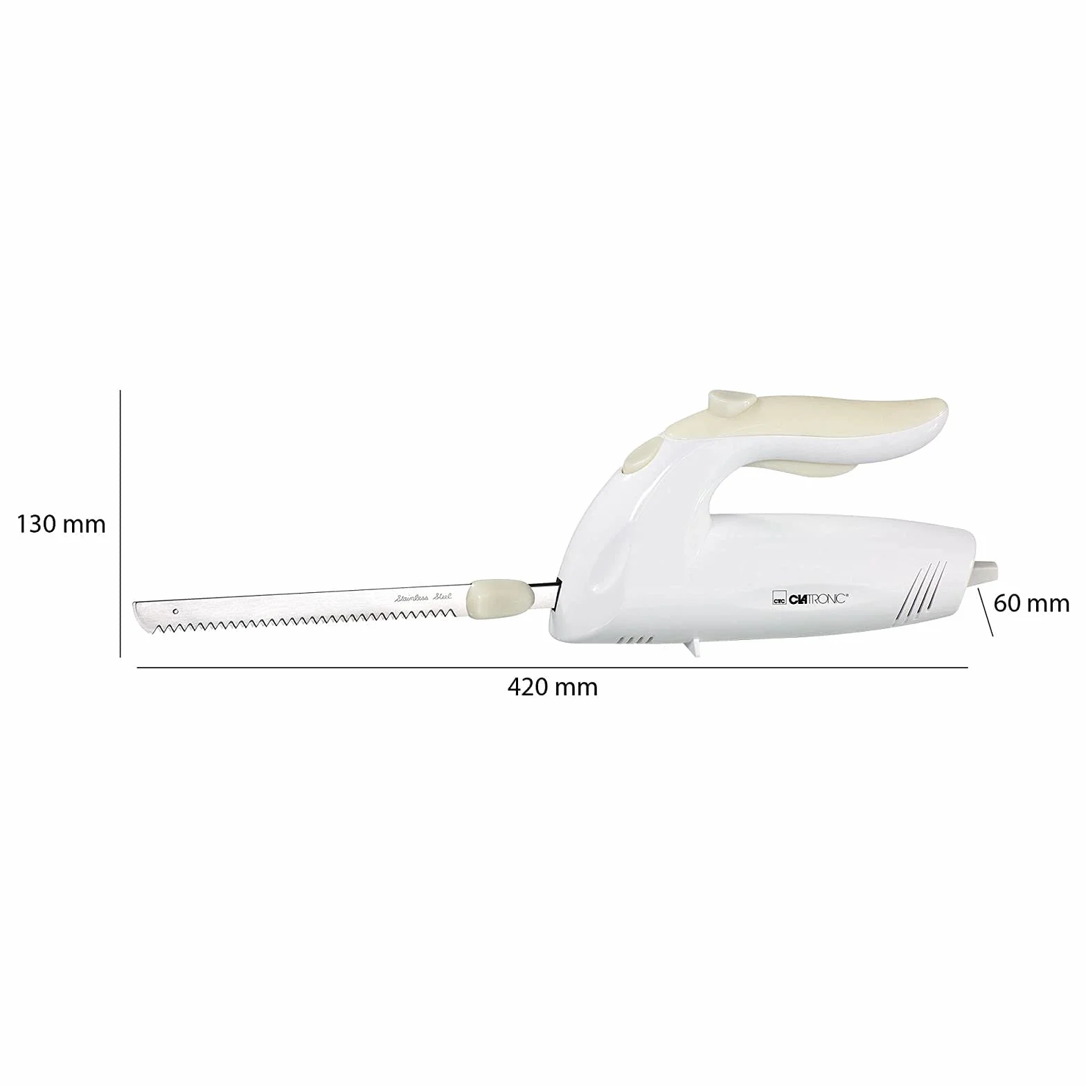Navaja eléctrica (180 W, con doble hoja de acero inoxidable dentado), color blanco