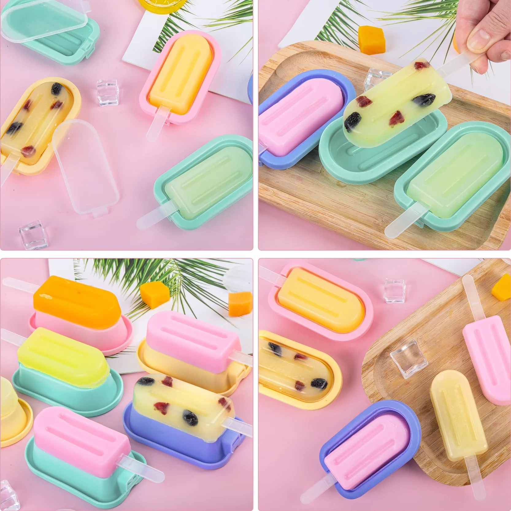 Moldes para helados de silicona 12 piezas con tapa y palitos