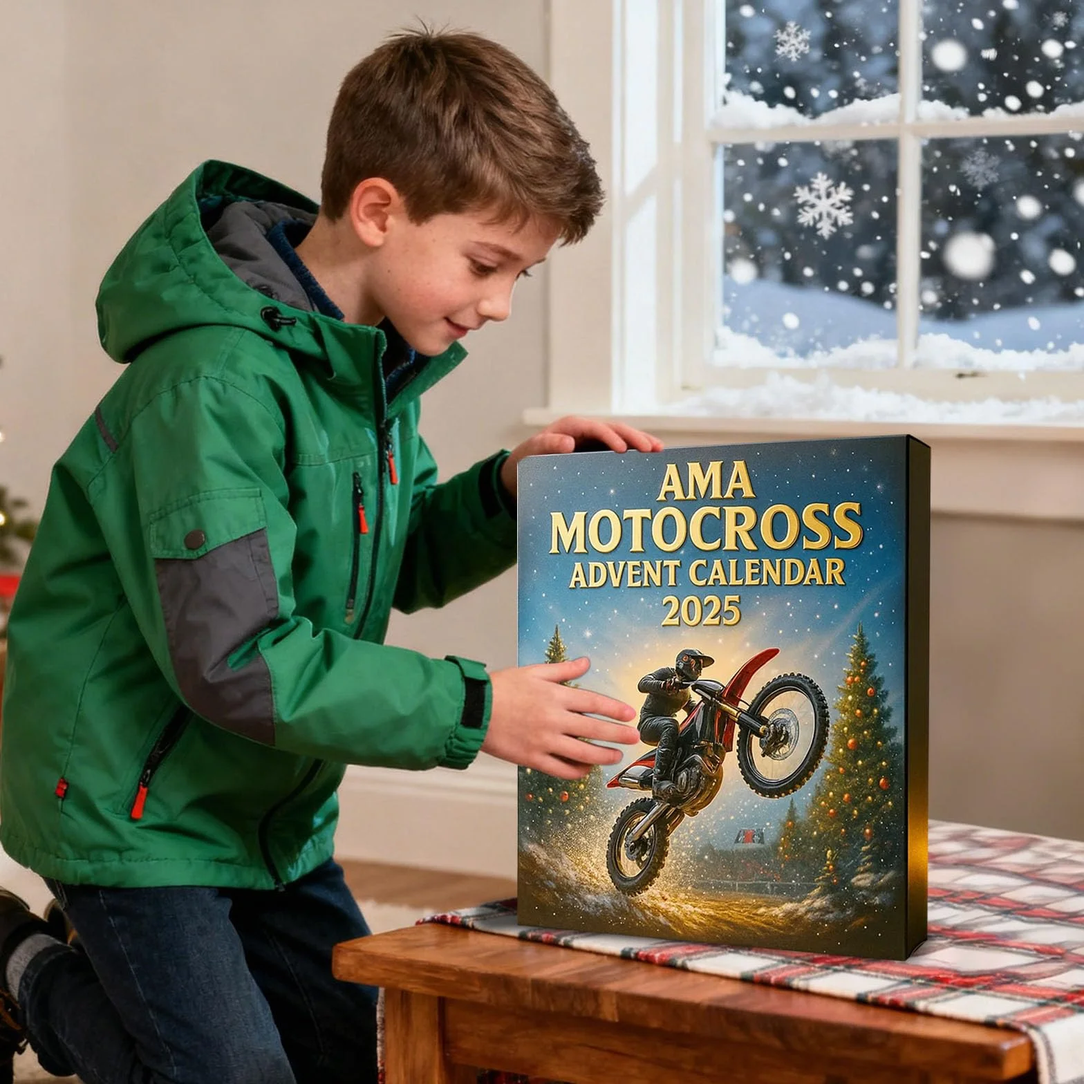 Calendario de Adviento Motocross 2025 - 24 Días Cuenta Regresiva Navidad con Mini Motos de Cross y Figuras de Corredor