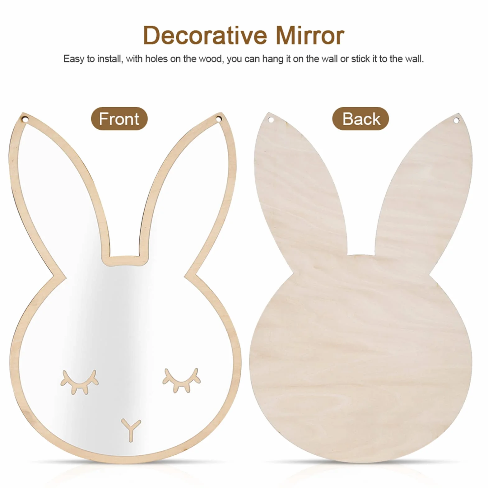 Espejo de Dormitorio para Niños, Espejo de Decoración de Estilo Nórdico para Habitación de Niños, Espejo de Pared con Forma de Nube de Conejito, Espejo, Dormit (Conejo)