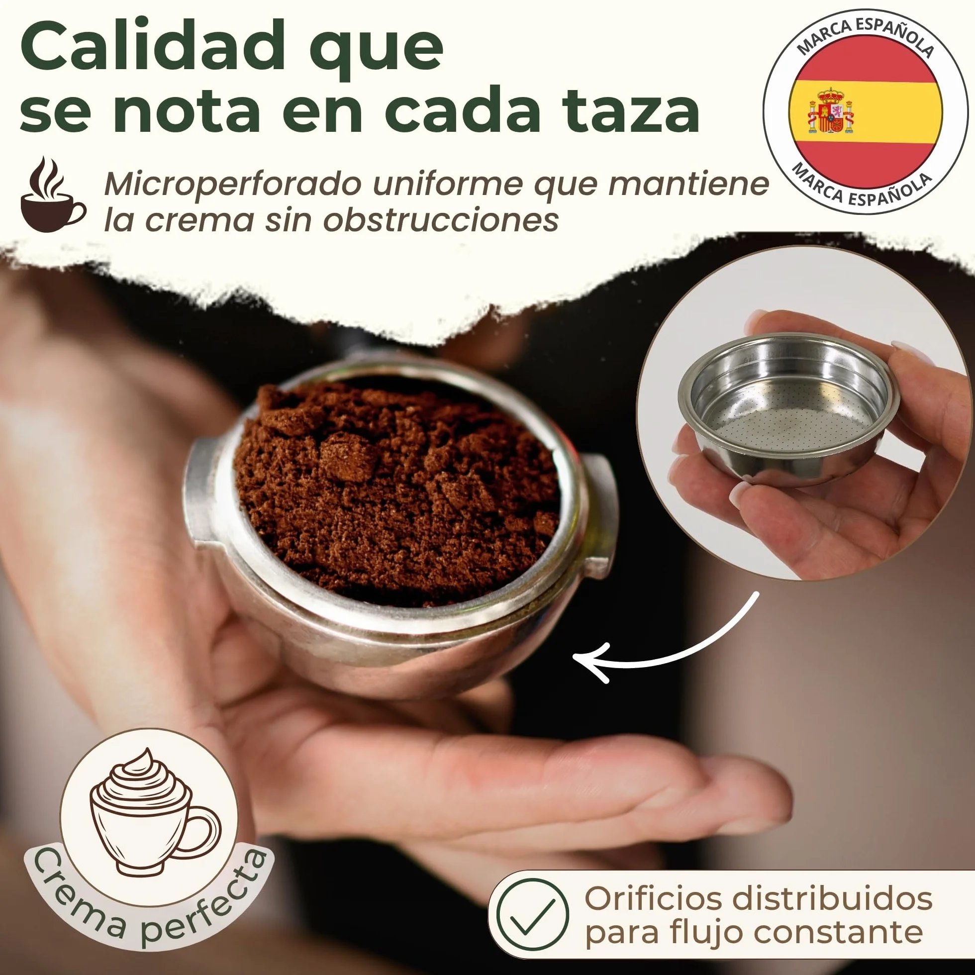 Cecotec Filtro Cafetera 51mm Presurizado Compatible con Cecotec Ufesa Breville Power Espresso 20 Set 2 Filtros