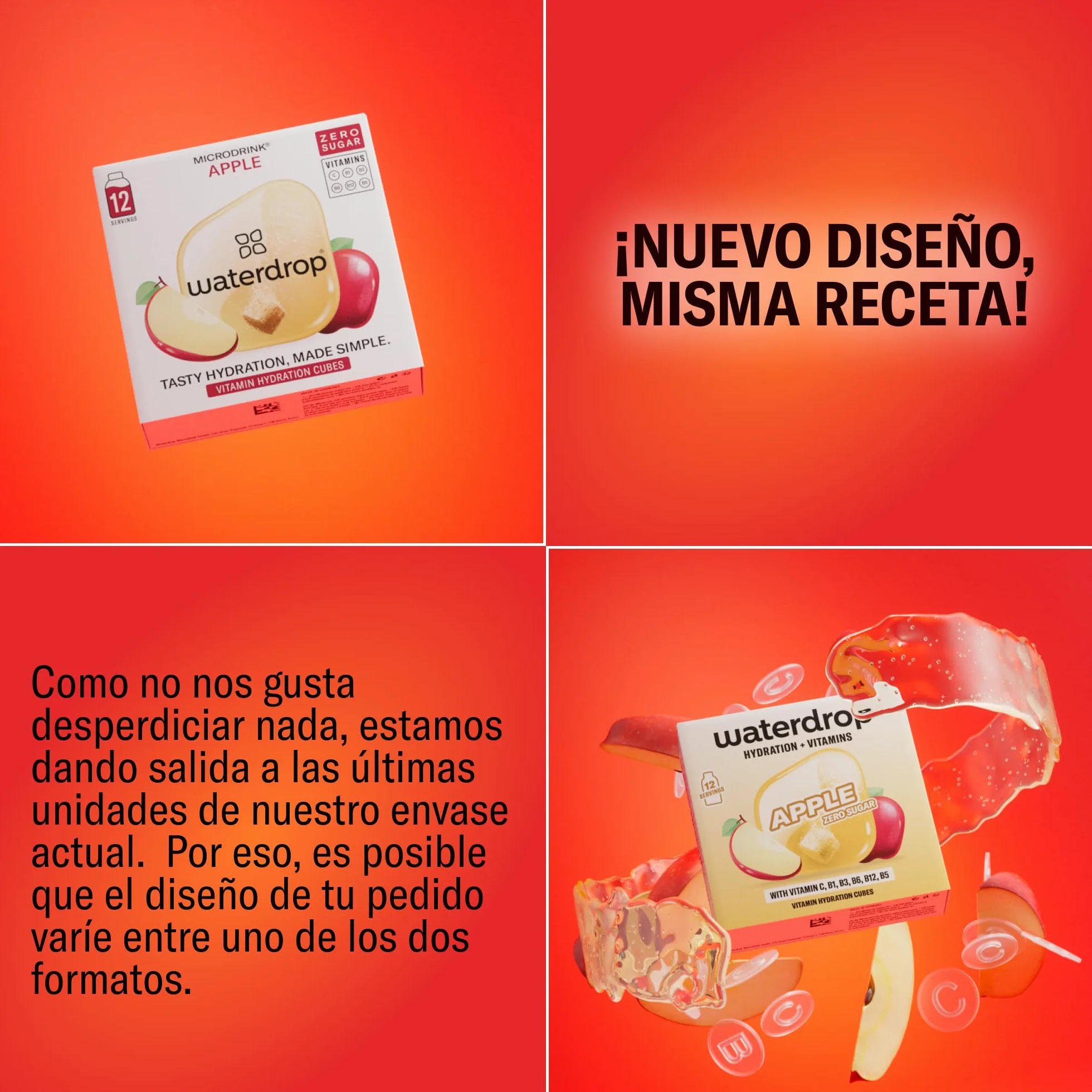 Waterdrop Microdrink Set Mix Clásico, 48 Pastillas Saborizantes para Agua, 4 Sabores Afrutados Sin Azúcar, Baja en Calorías con Vitaminas