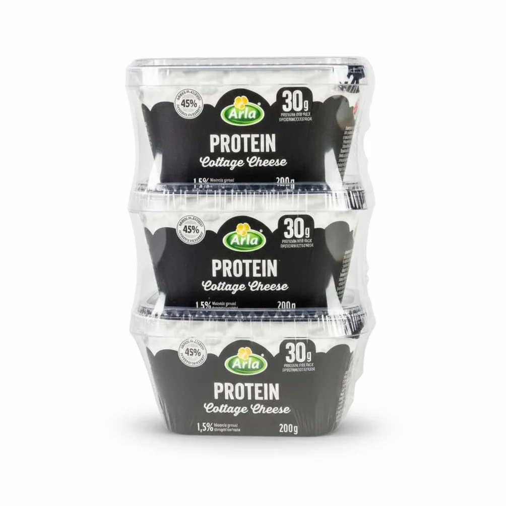 Arla Protein Queso Cottage Pack de 3 x 200g Alto Contenido Proteico 30g Bajo en Grasa 1,5%