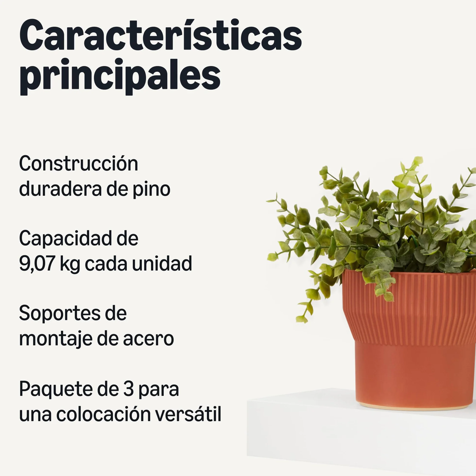 Amazon Basics Estantes Flotantes de Pared de Madera, 3 Unidades, Blanco, 40x12x5 cm