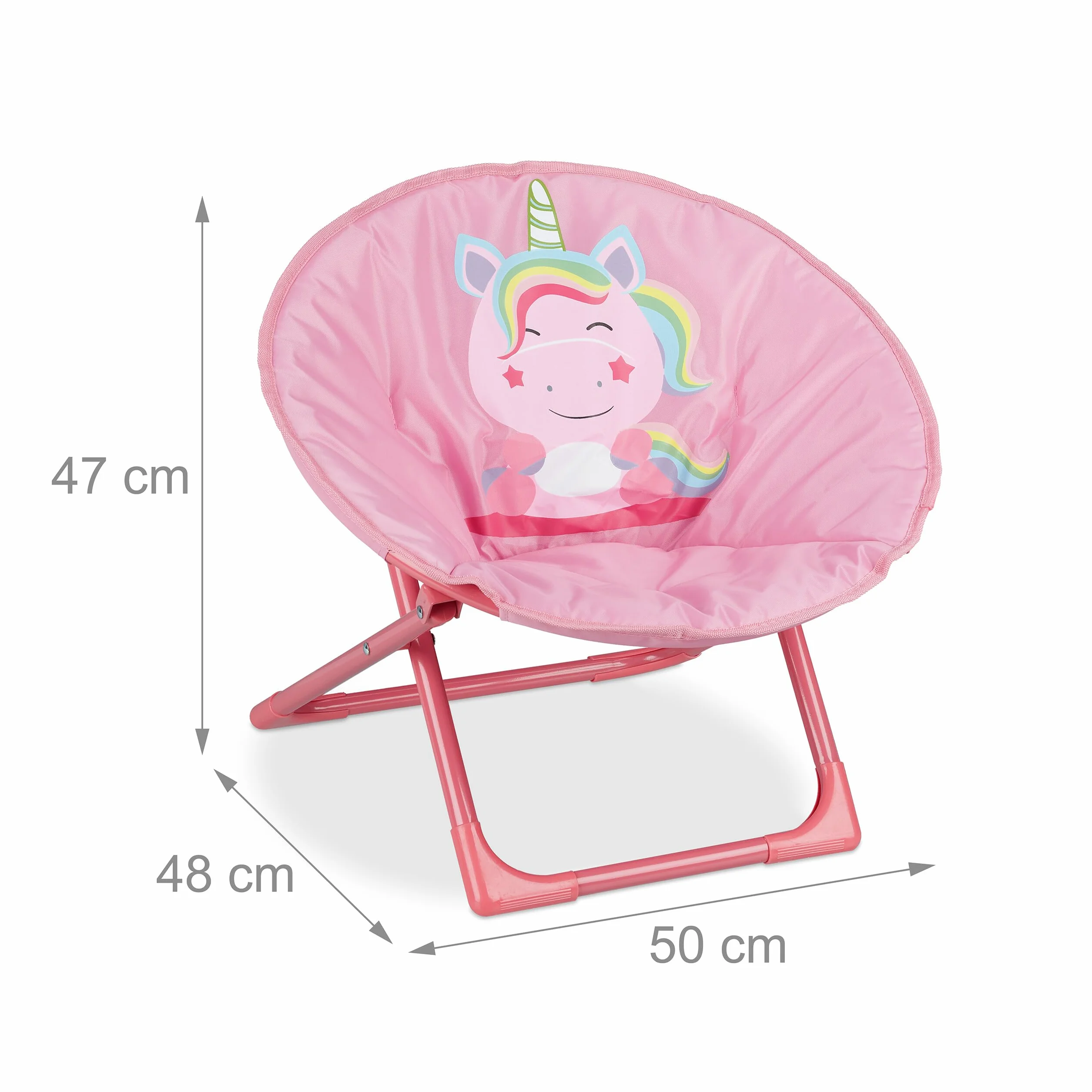 Relaxdays Silla de Acampada Infantil Unicornio Plegable Rosa