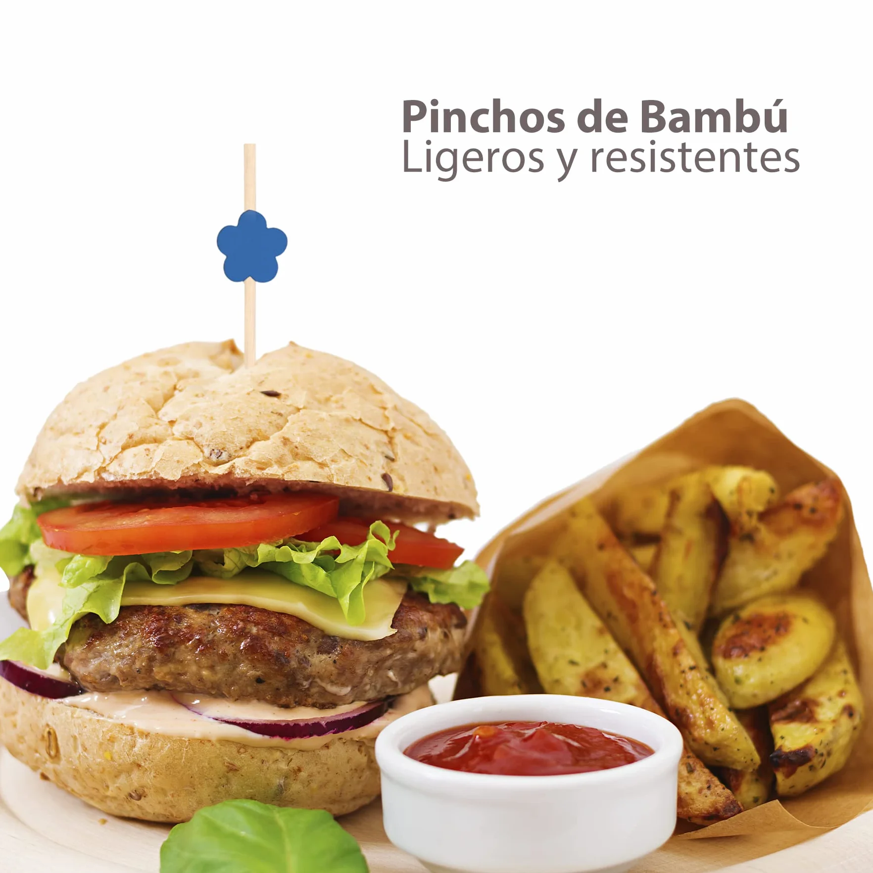 Palillos de Cóctel 12cm Bambú Ecológicos 50/100/300 Piezas Pinchos Decorativos