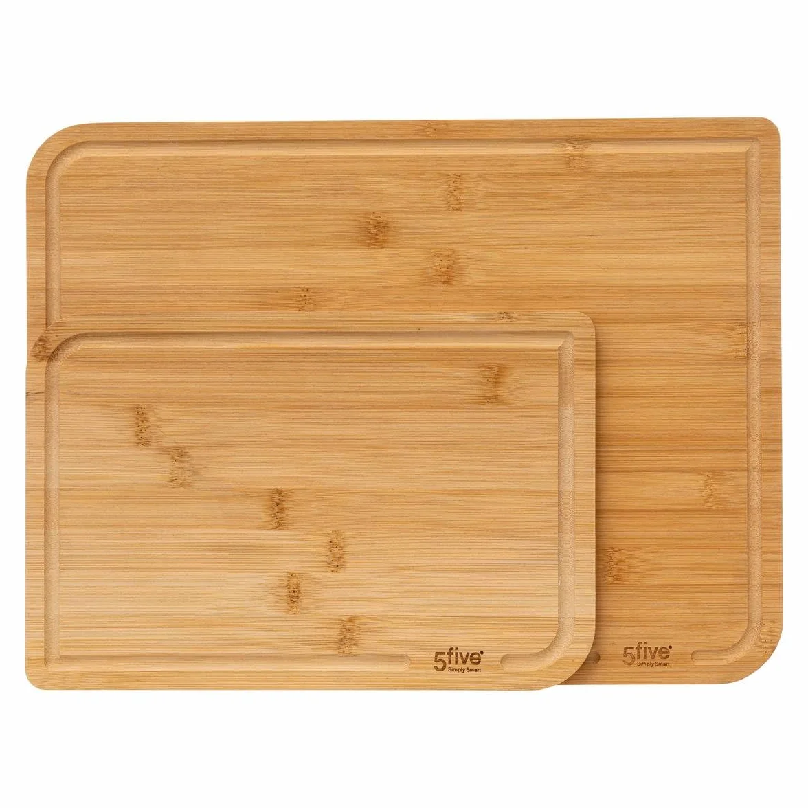 Juego de 2 tablas de cortar de bambú 35x25 cm y 22x15 cm con ranura utensilios de cocina