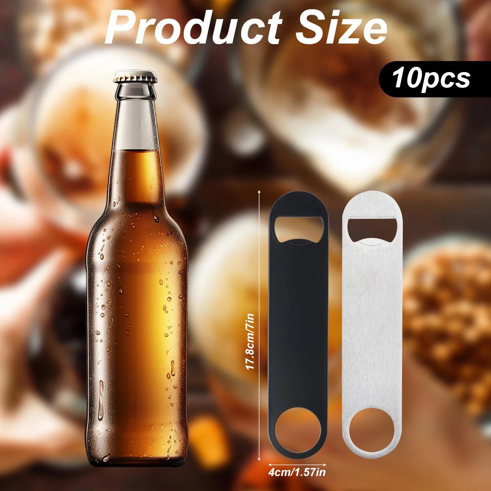 Abridores de botellas planos de acero inoxidable, paquete de 10, para cocina, bar y fiesta