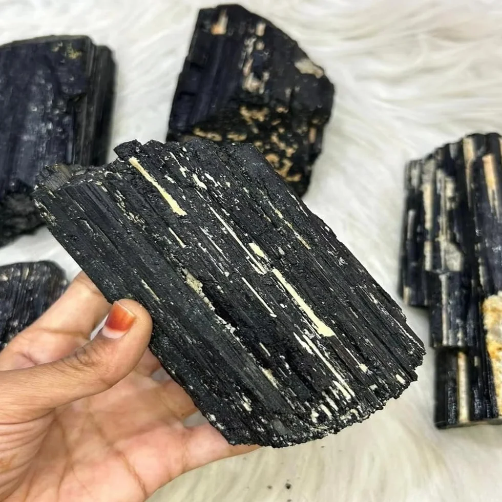 1 Pieza de 130-160 g Piedra turmalina Negra Gran tamaño en Bruto for decoración del hogar