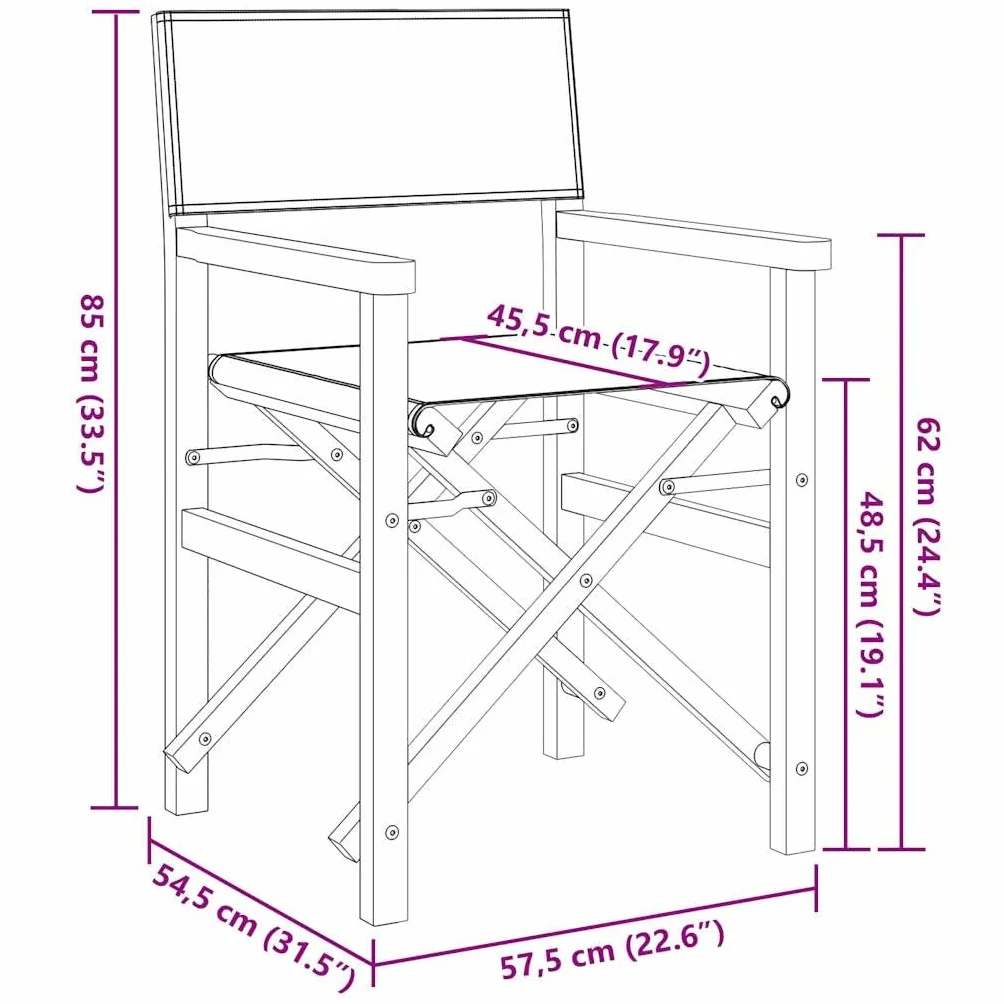 Gecheer Sillas Director Madera, sillas Plegables Exterior. Robustas y Ligeras, con Asiento cómodo y reposabrazos jardín, balcón o Camping. Estructura de Roble Resistente, fácil almacenaje.