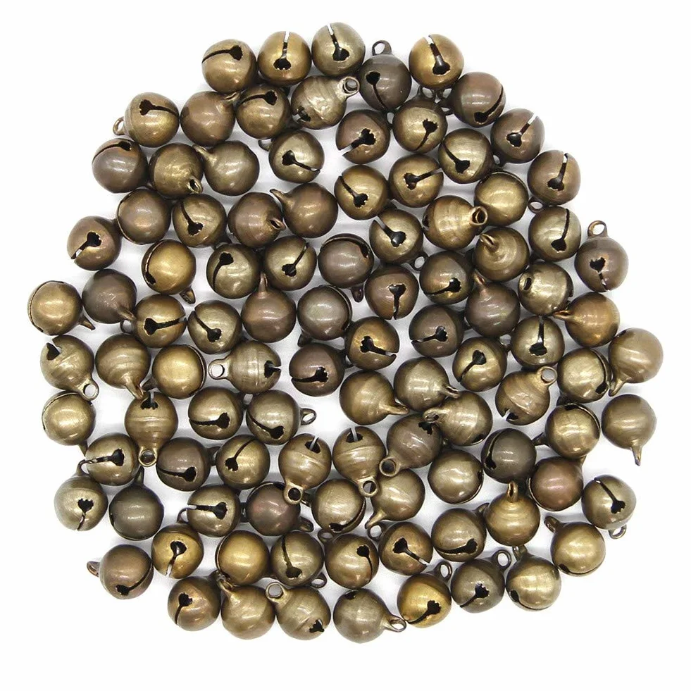 Suneast 50 Pcs Cascabeles de Bronce Antiguo Campanas de Metal 6mm para Decoración Navideña Mascotas