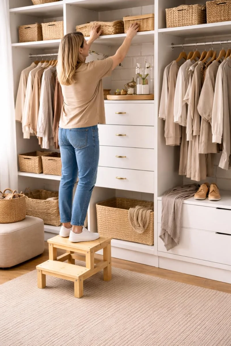 MG Design Escalera de Madera 2 peldaños – Estable y Segura, escalón para niños y Adultos, peldaño baño Cocina Armario, Uso doméstico