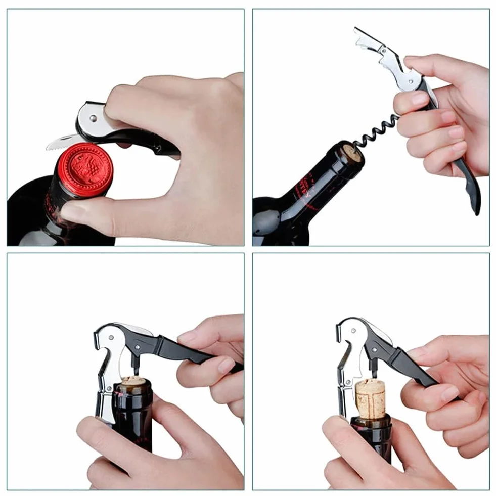 Set Sacacorchos 4 en 1, Kit Accesorios Vino con Abrebotellas y Tapón