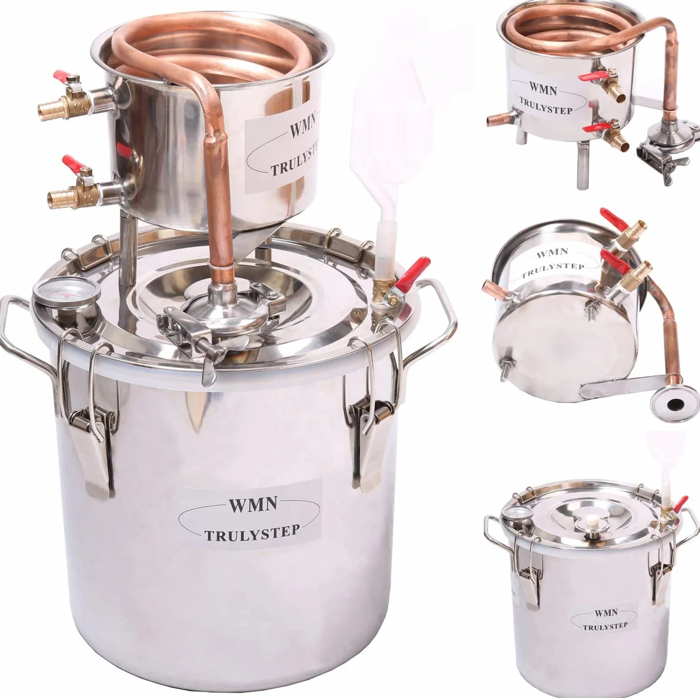 Kit de destilación Moonshine 12 l hervidor acero tubos cobre para elaboración casera vino etanol cerveza
