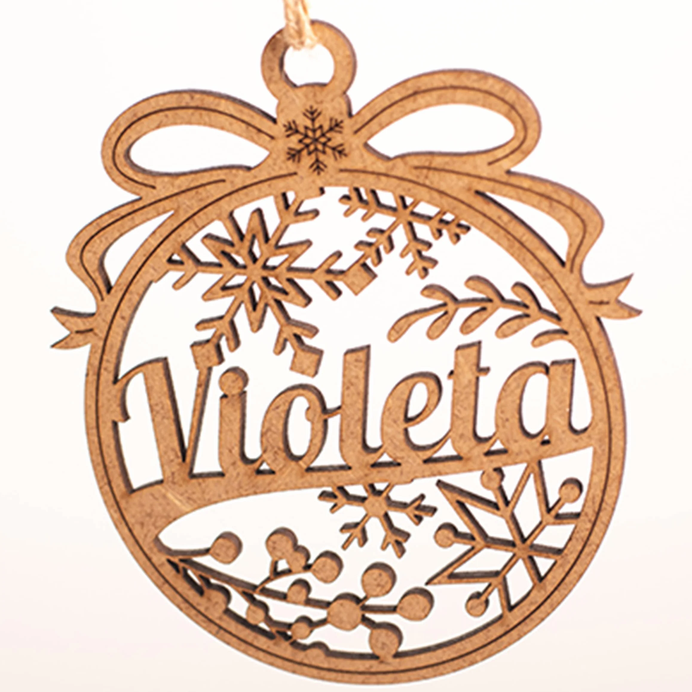 Bolas de Navidad Personalizada con Nombre de Madera - Decoración Navideña - Esfera Grabada en Madera de Máxima Calidad