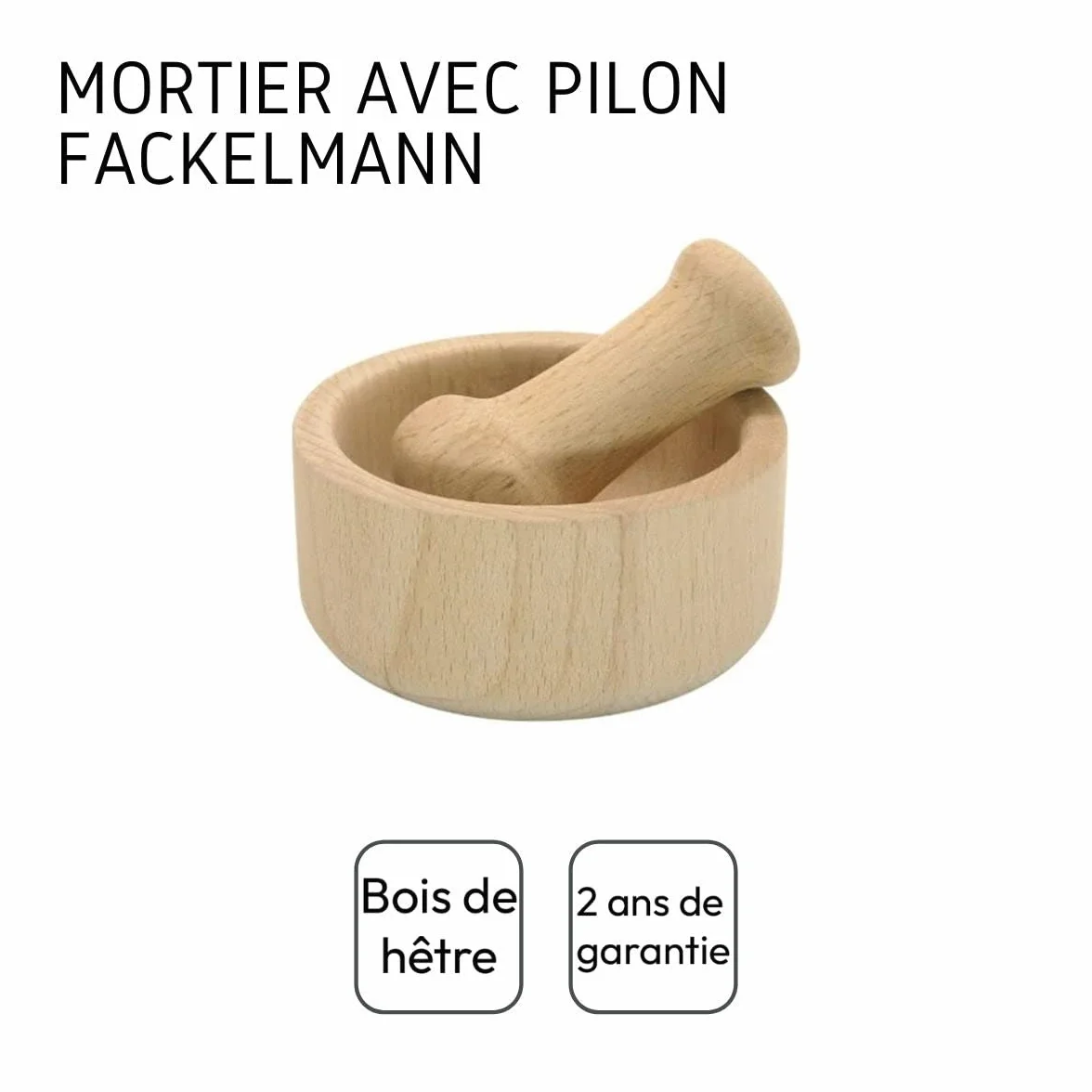 Fackelmann 30965 - Mortero y maza de Madera, 10 x 4 centímetros
