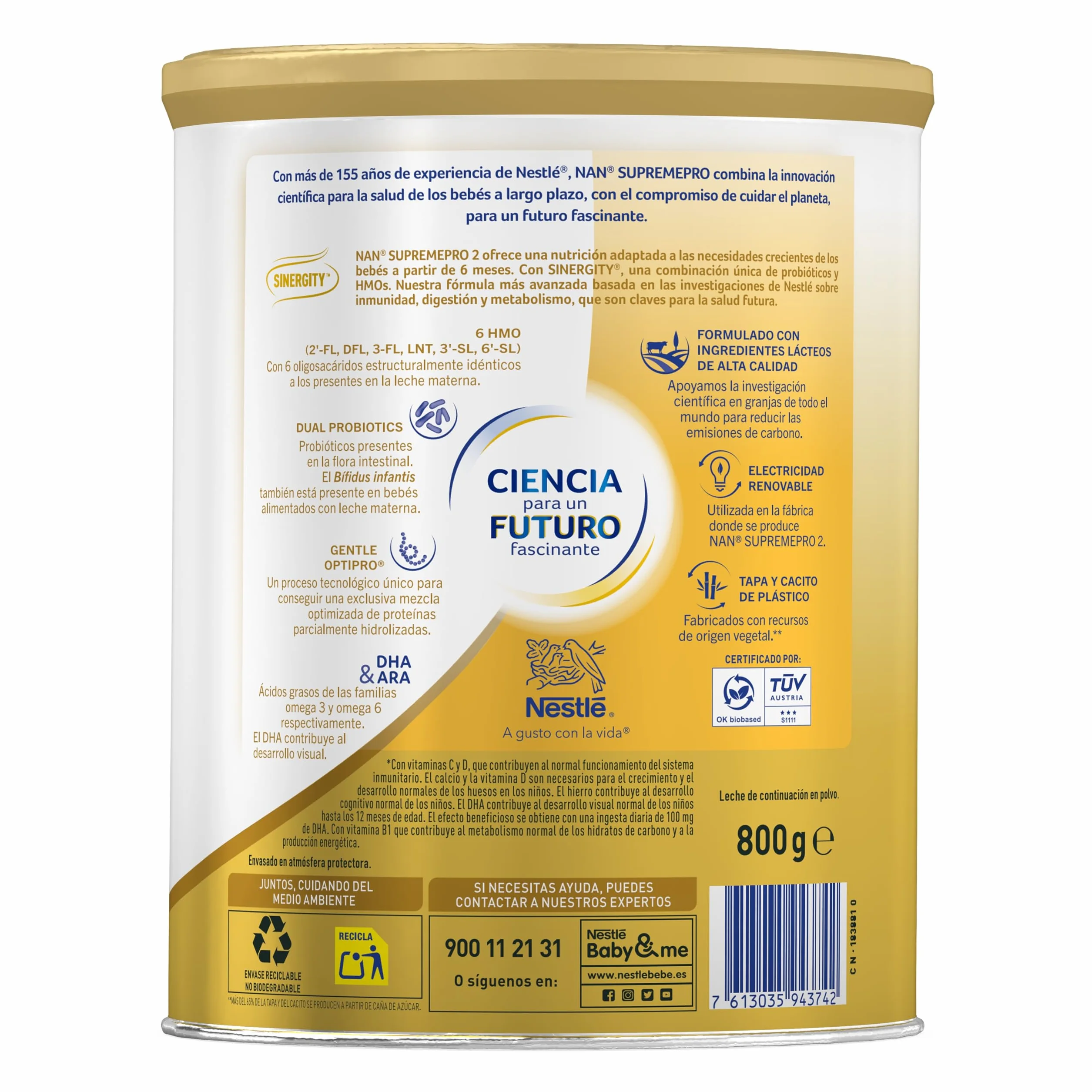 Nestlé NAN SUPREMEPRO 2 Leche de continuación en polvo, 3x800g